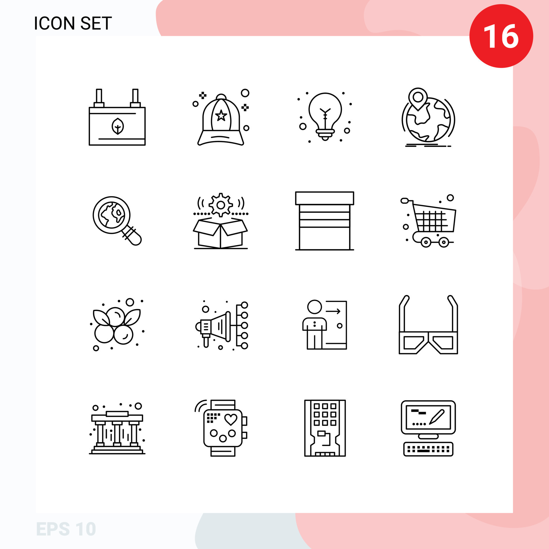 Set of 16 Commercial Outlines pack for ecommerce pin fashion worldwide  location Editable Vector Design Elements 17597946 Vector Art at Vecteezy