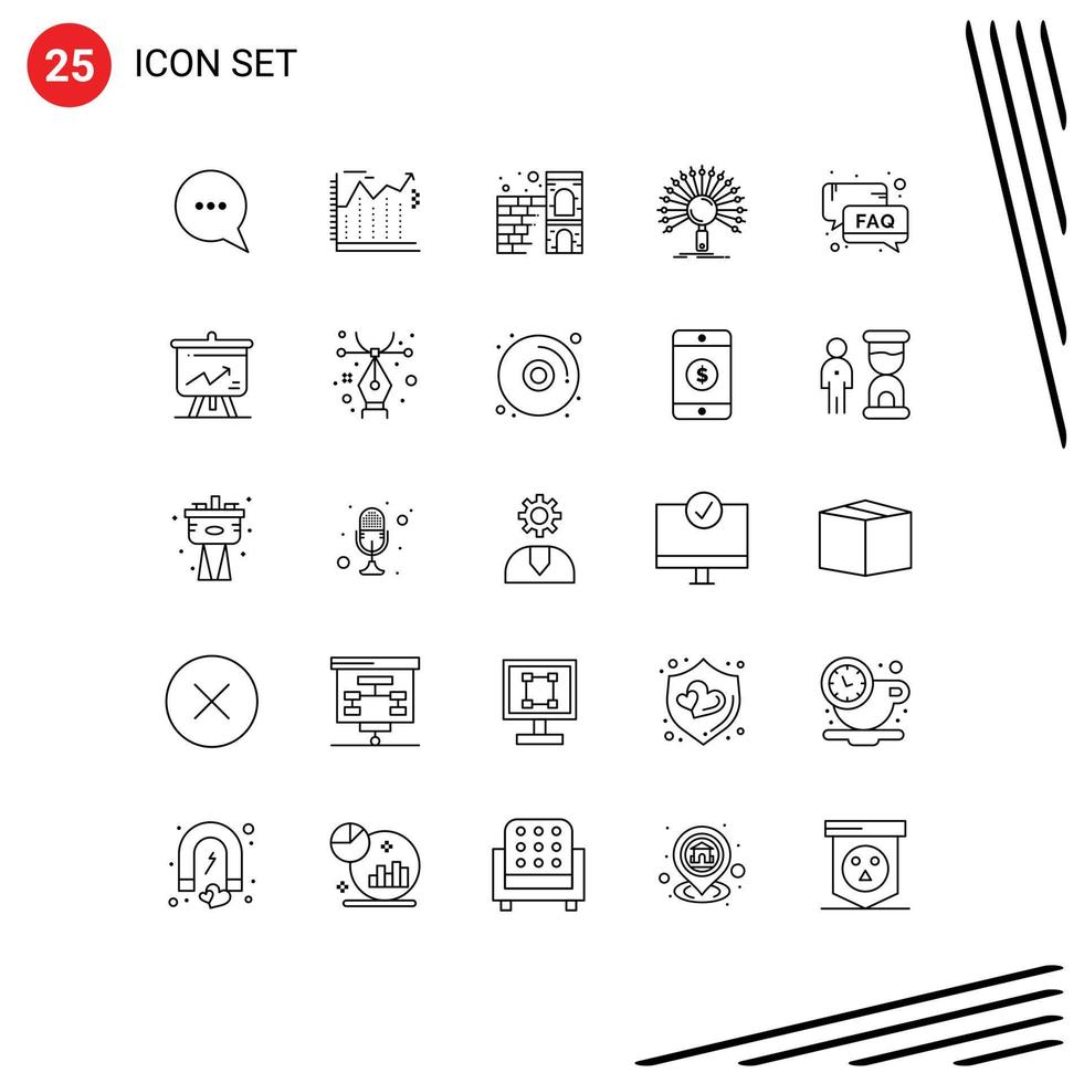 Pack of 25 creative Lines of help retrieval brick network information Editable Vector Design Elements