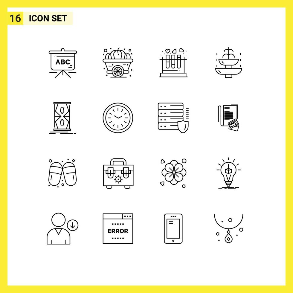 Universal Icon Symbols Group of 16 Modern Outlines of access tourism lab journey fountain Editable Vector Design Elements