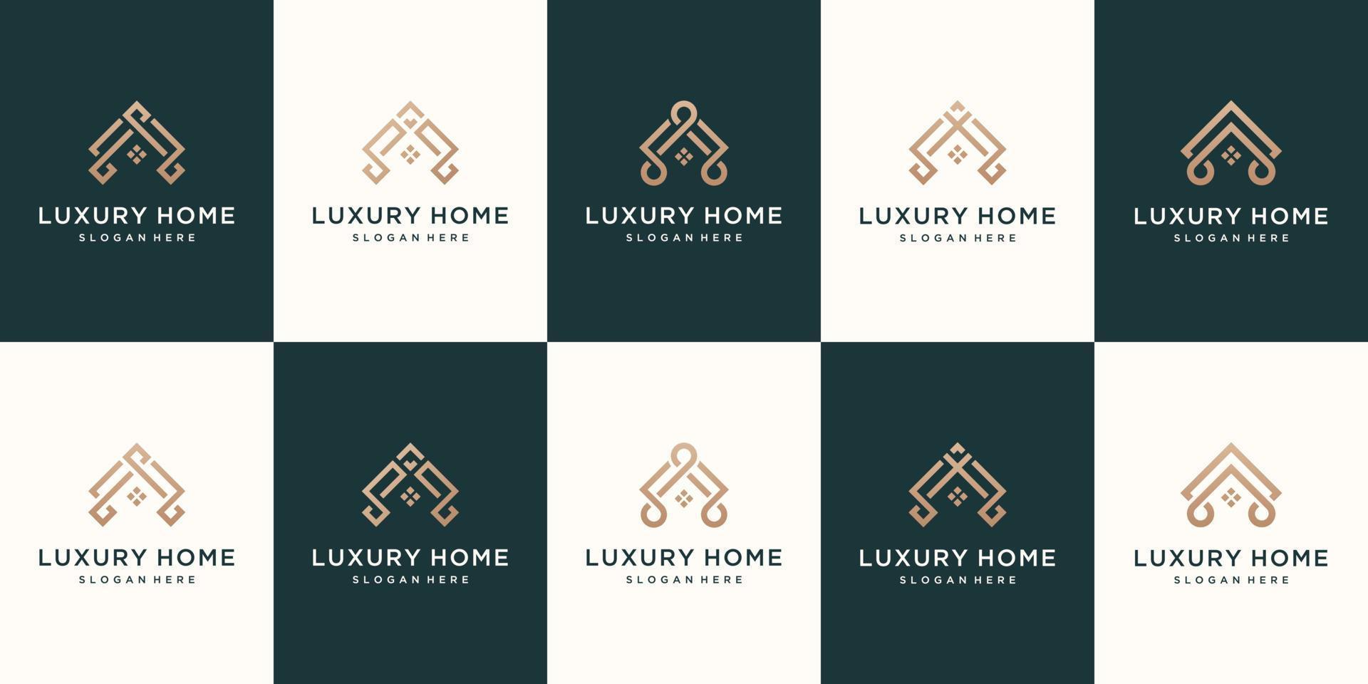Set collection real estate minimalist icon home linear style vector