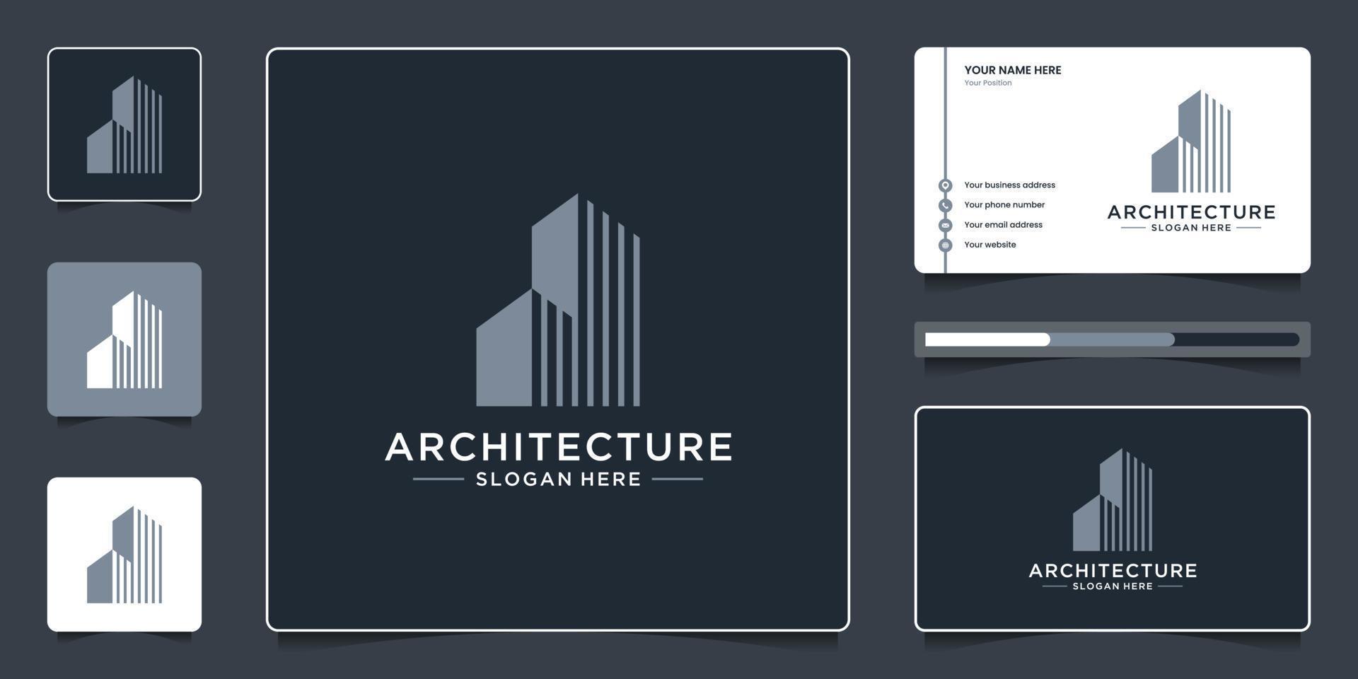 marca de diseño de logotipo de arquitectura de construcción. plantilla de logotipo inmobiliario minimalista. vector