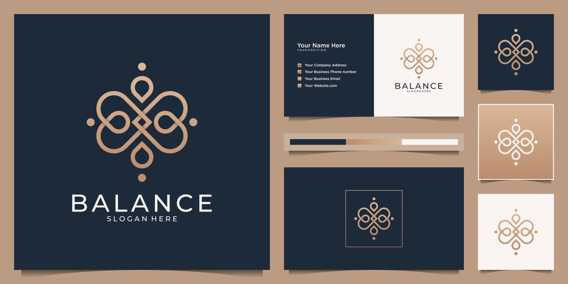 Minimalist elegant abstract symbol with line art style. Beauty icons for salon, spa and yoga. vector