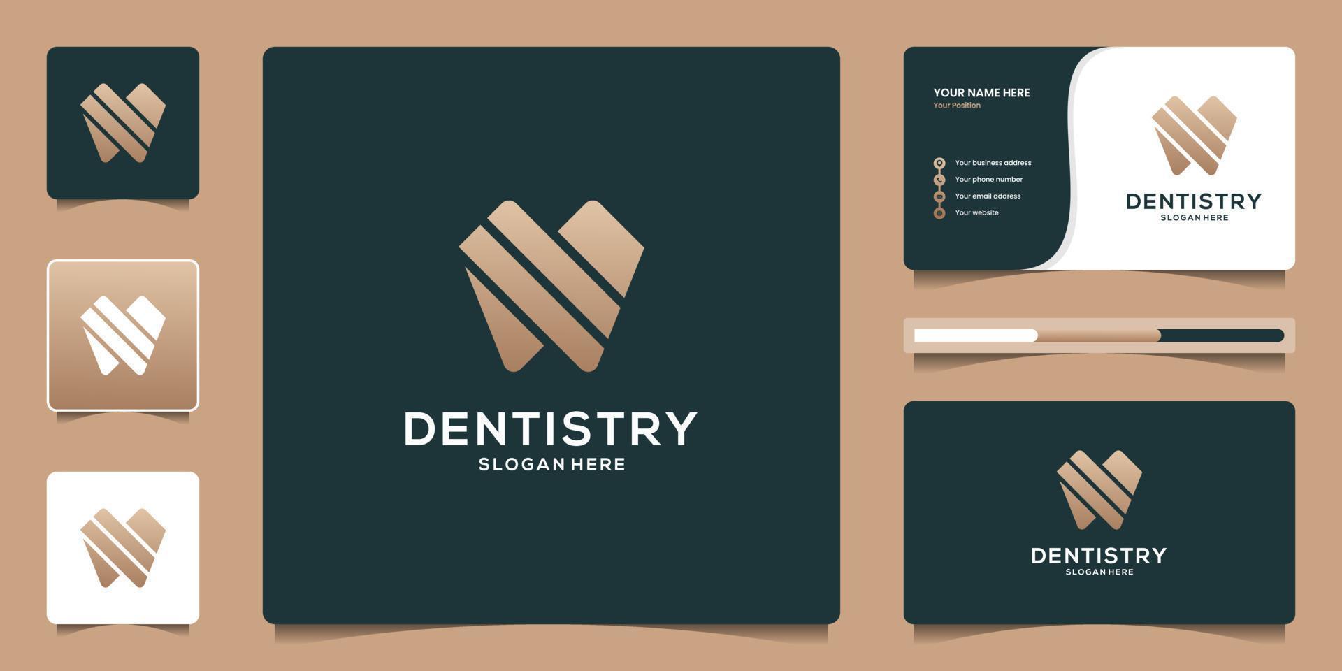 diseño de logotipo de clínica de odontología creativa y plantilla de tarjeta de visita vector
