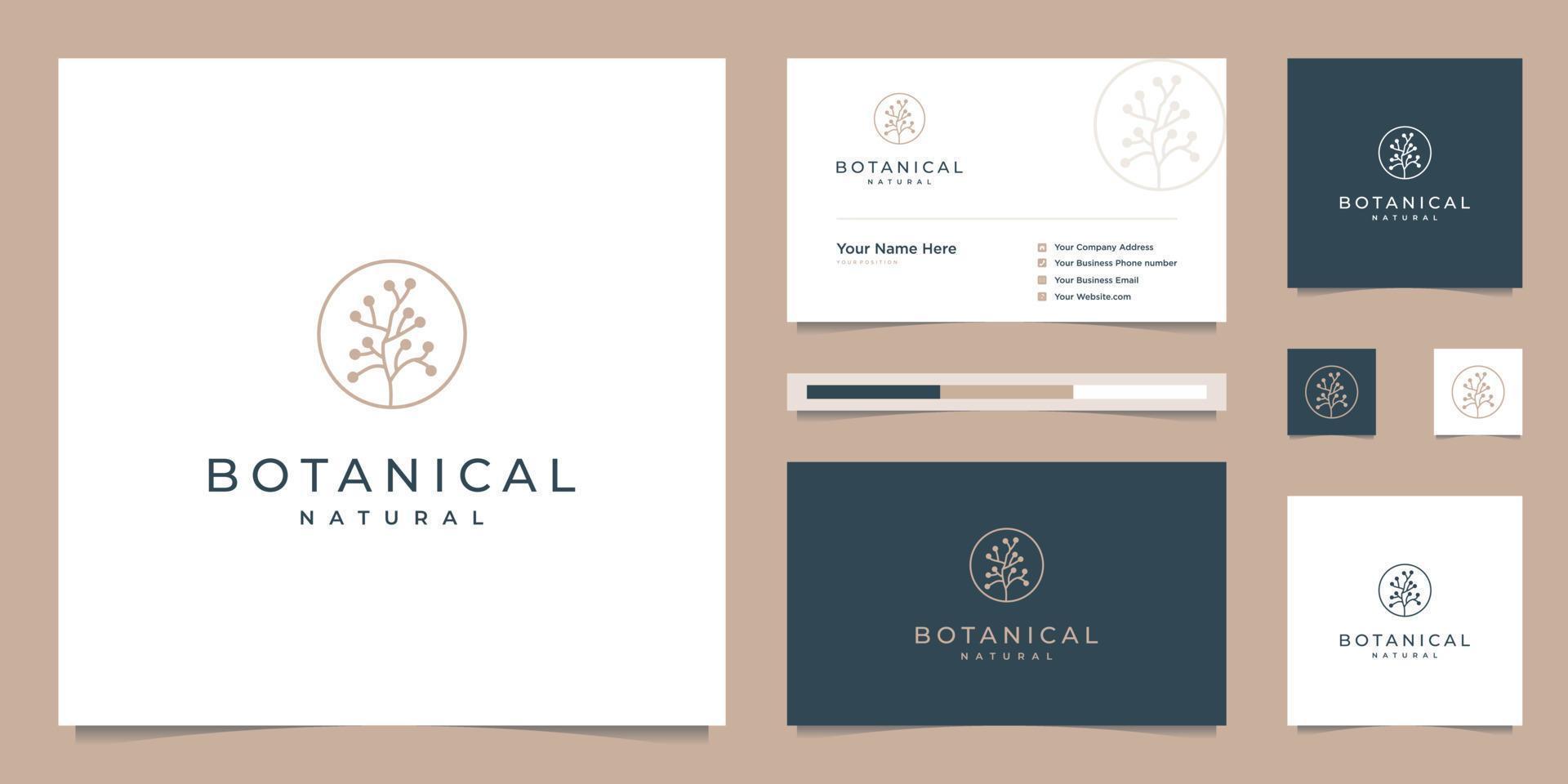 emblema de diseño de logotipo botánico elegante, símbolo de belleza, salud y naturaleza vector