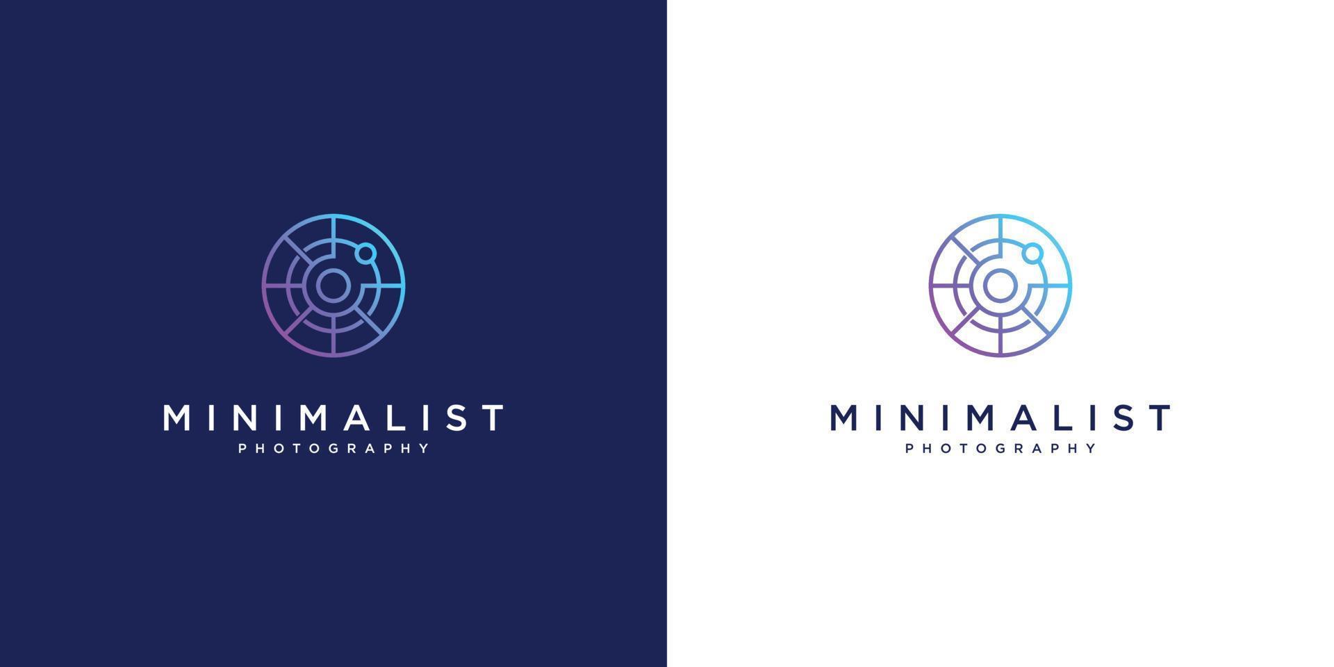 minimalist logo design photography. line style design, lens, focus and optical. vector