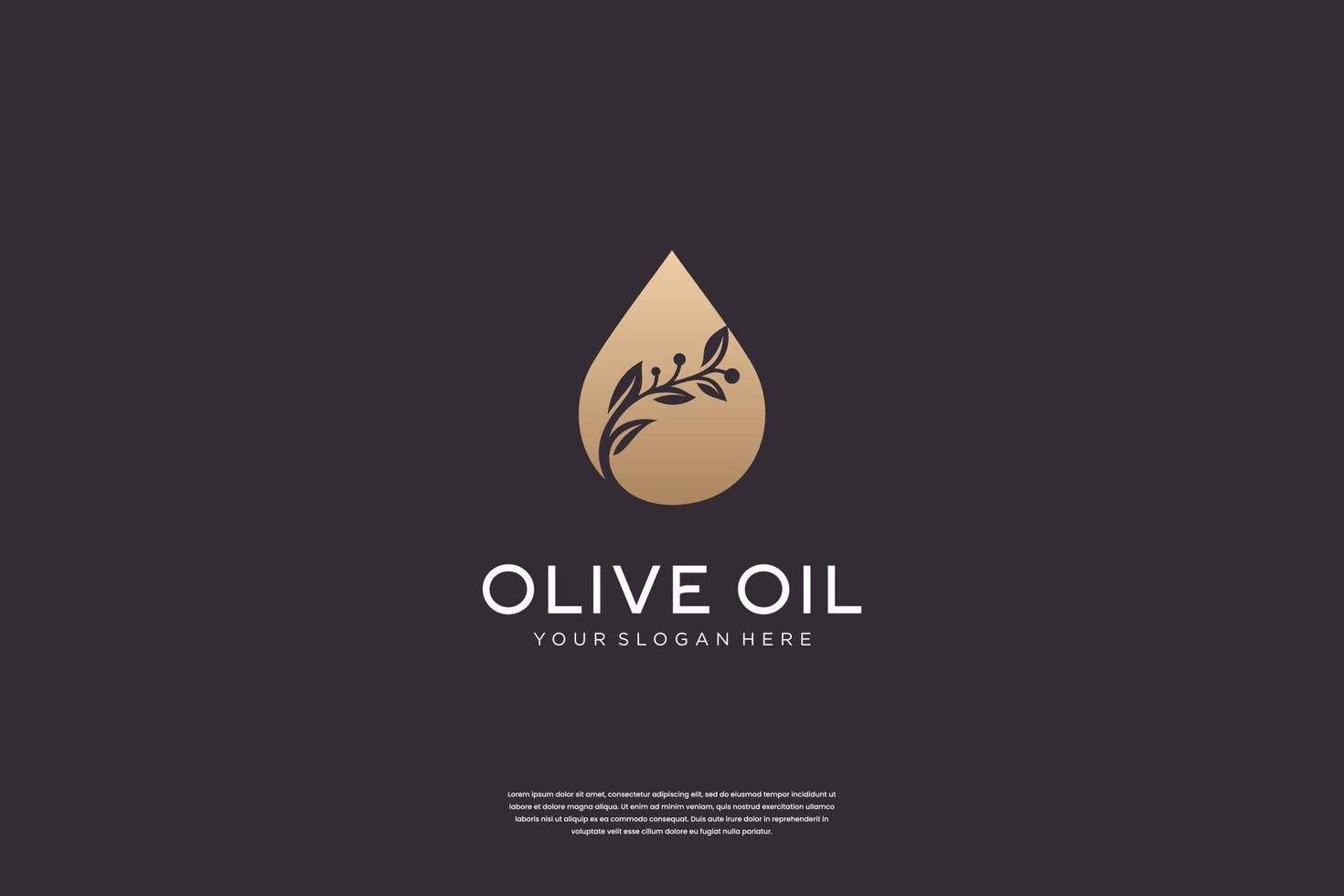 Olive oil and leaf tree logo design with negative space style vector
