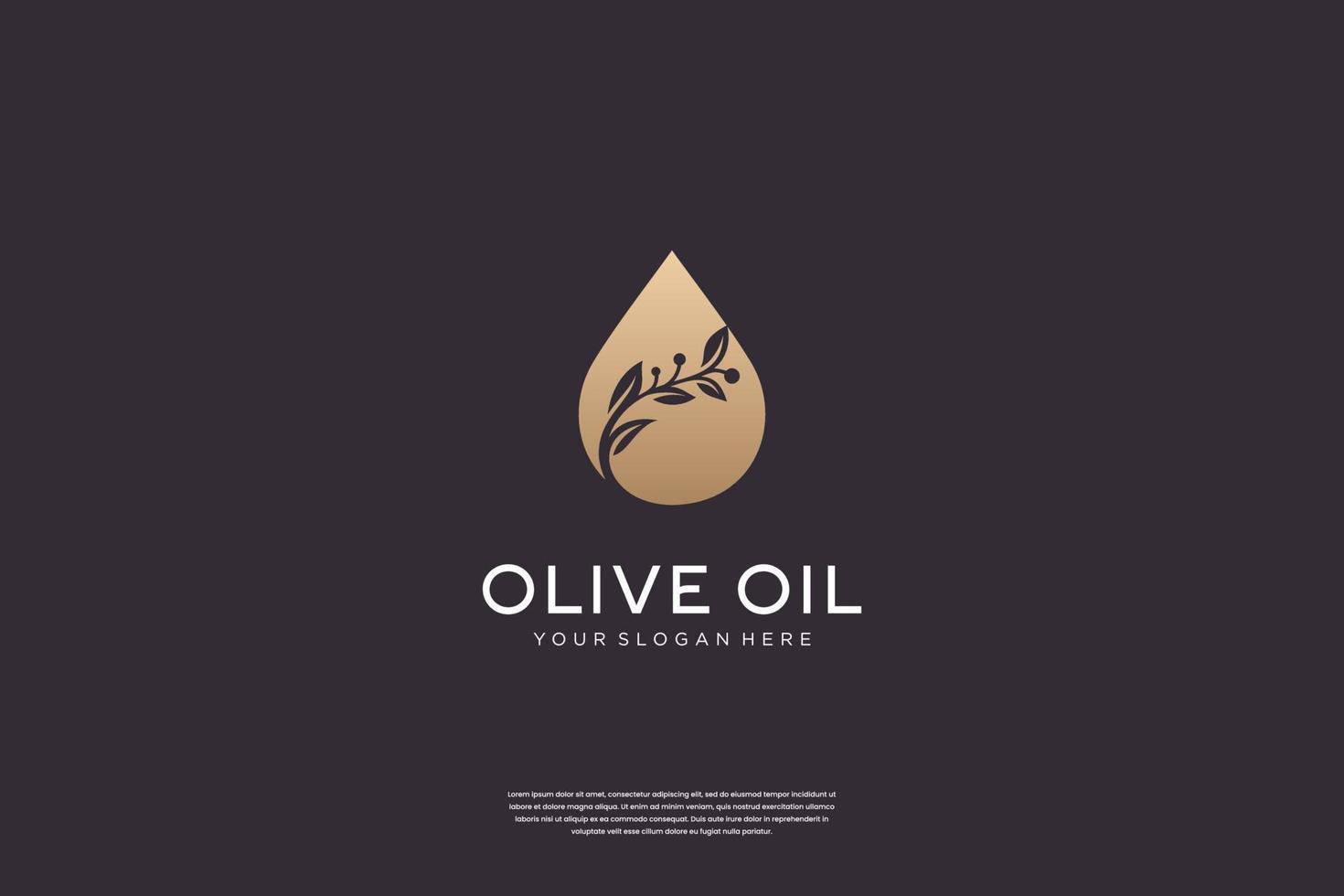 diseño de logotipo de aceite de oliva y árbol de hojas con estilo de espacio negativo vector