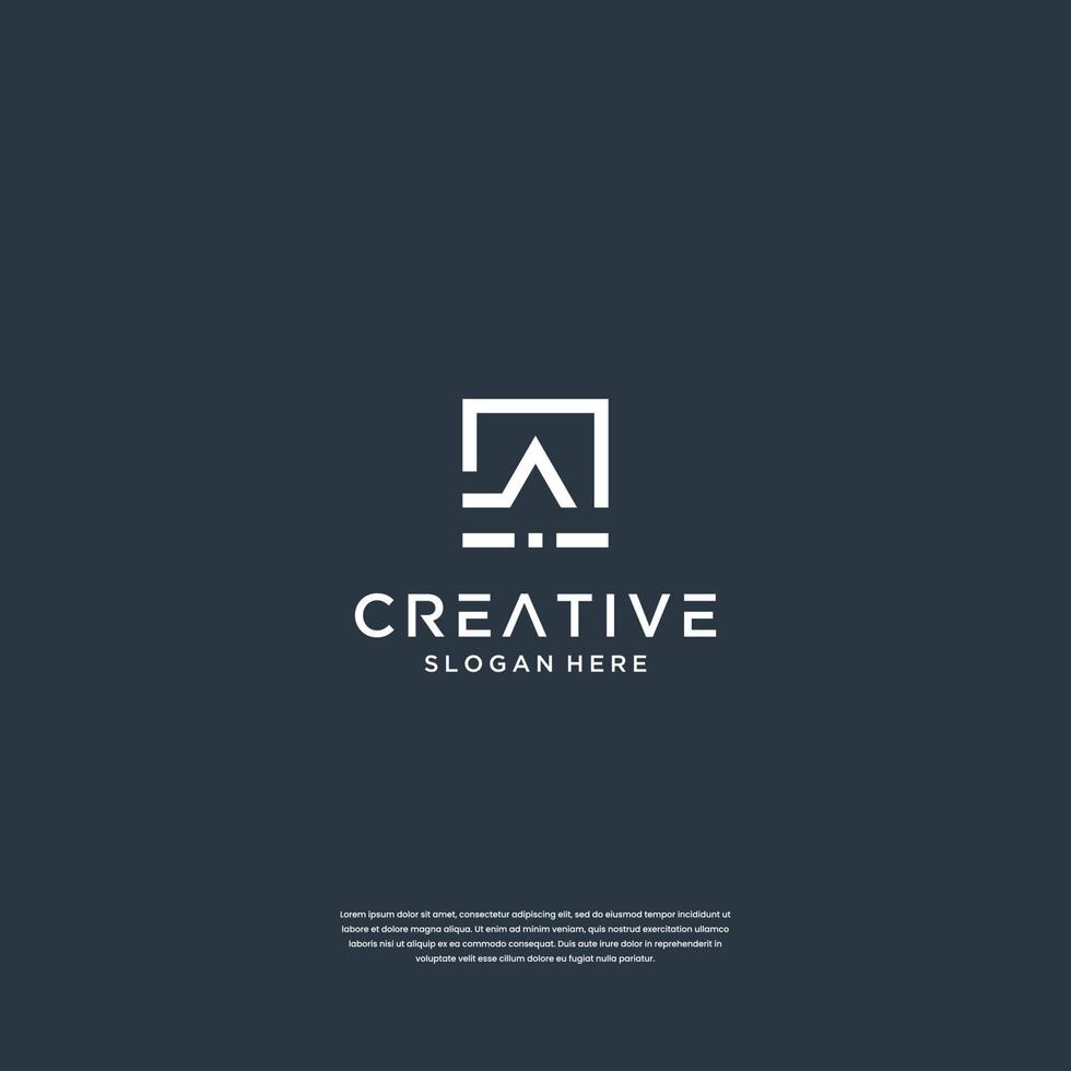 Abstract initials A with square logo design vector