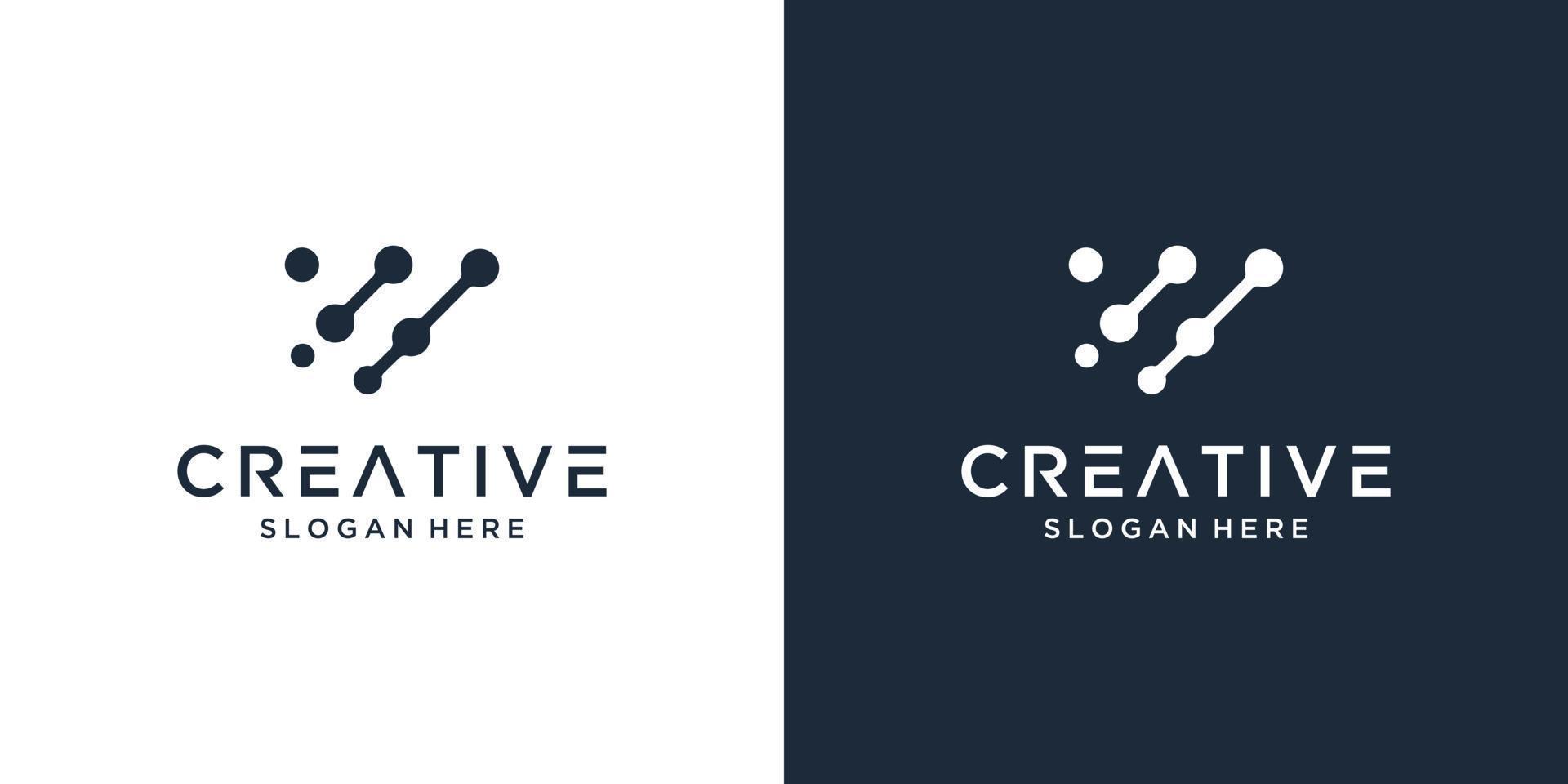 Minimalist elegant letter V with dot symbol logo design template vector