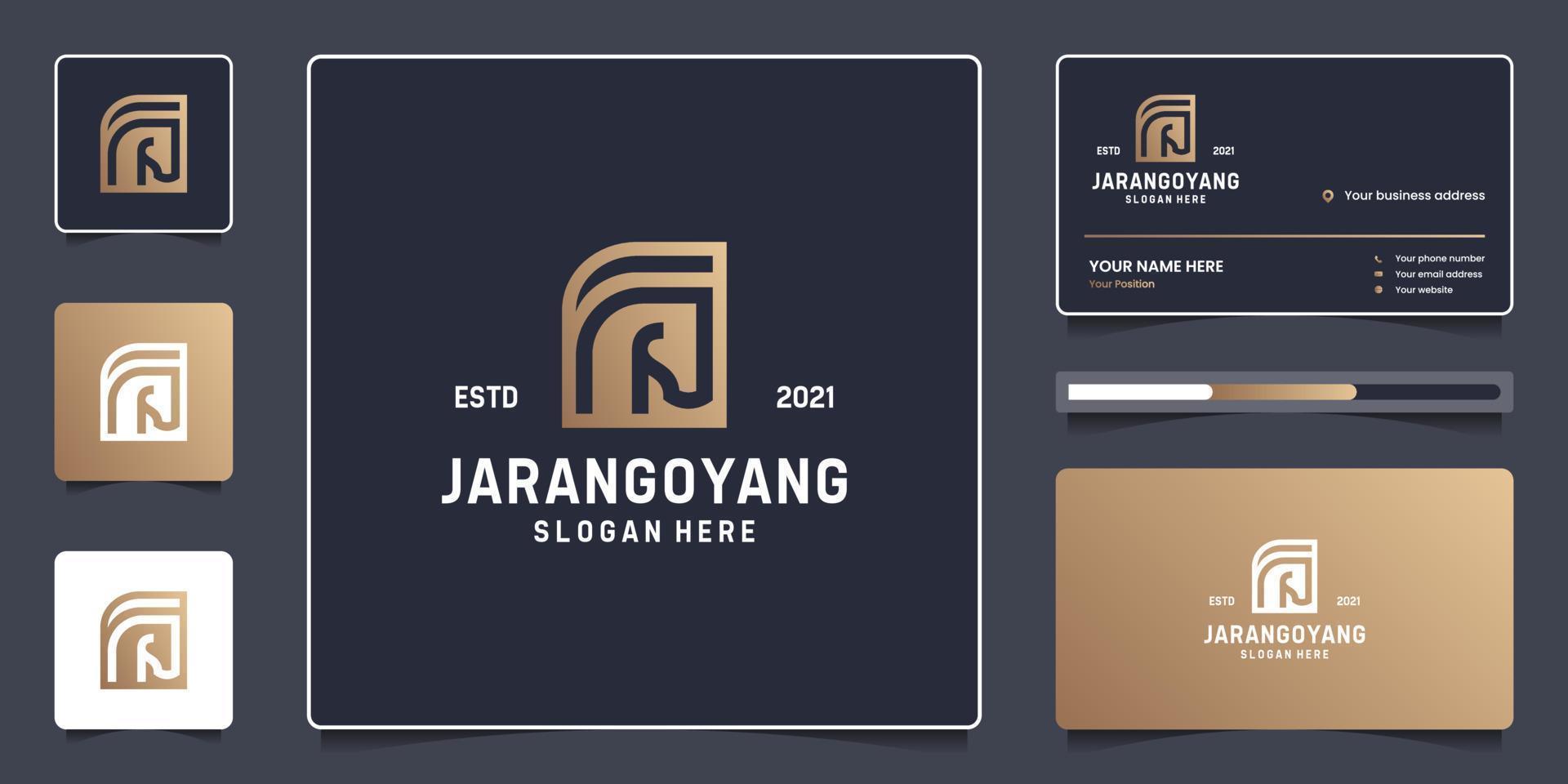 Flat minimalist horse logo element with business card design vector