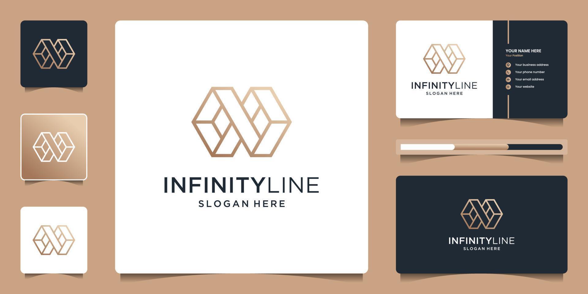 Creative geometric infinity with hexagon and line art style concept. vector