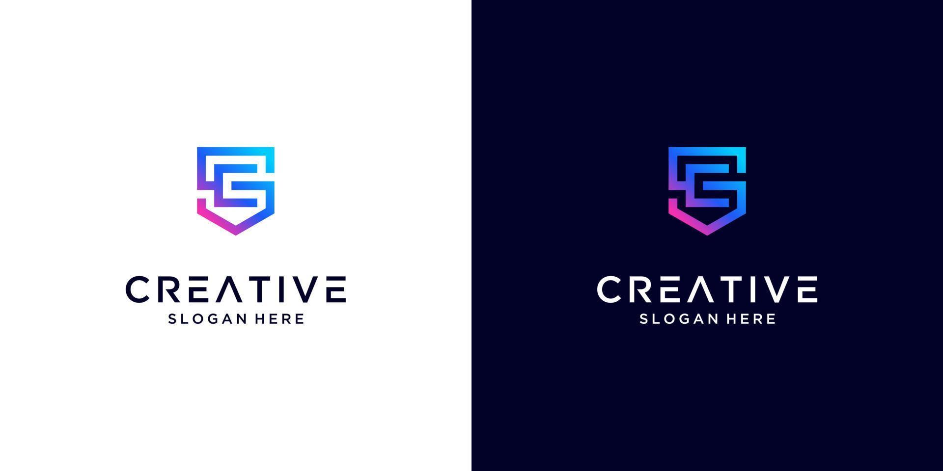 Modern letter C with shield symbol logo design inspiration vector