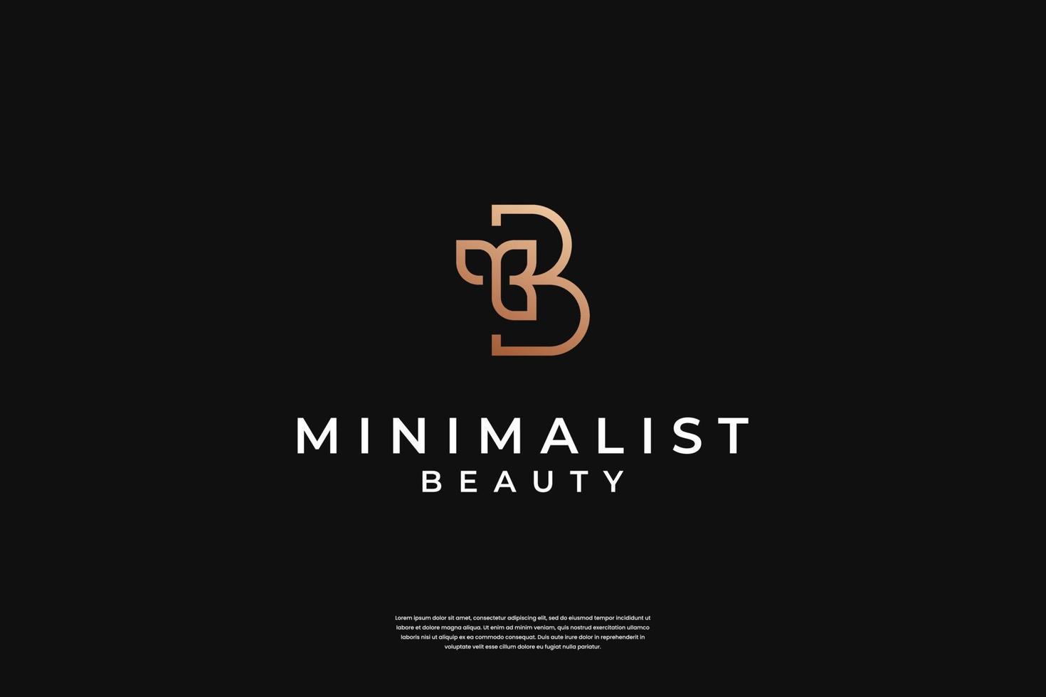 Minimalist elegant initial B and leaf logo design template vector