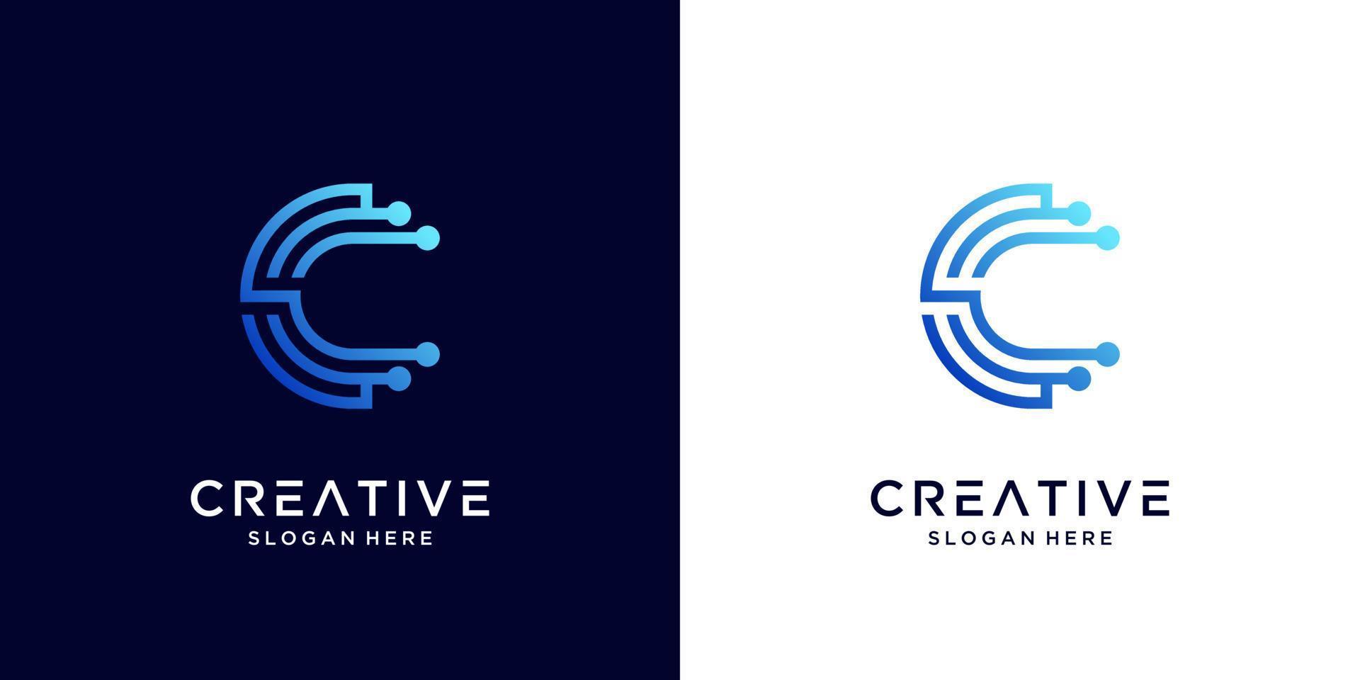 Creative Letter C logo design with point or dot symbol vector