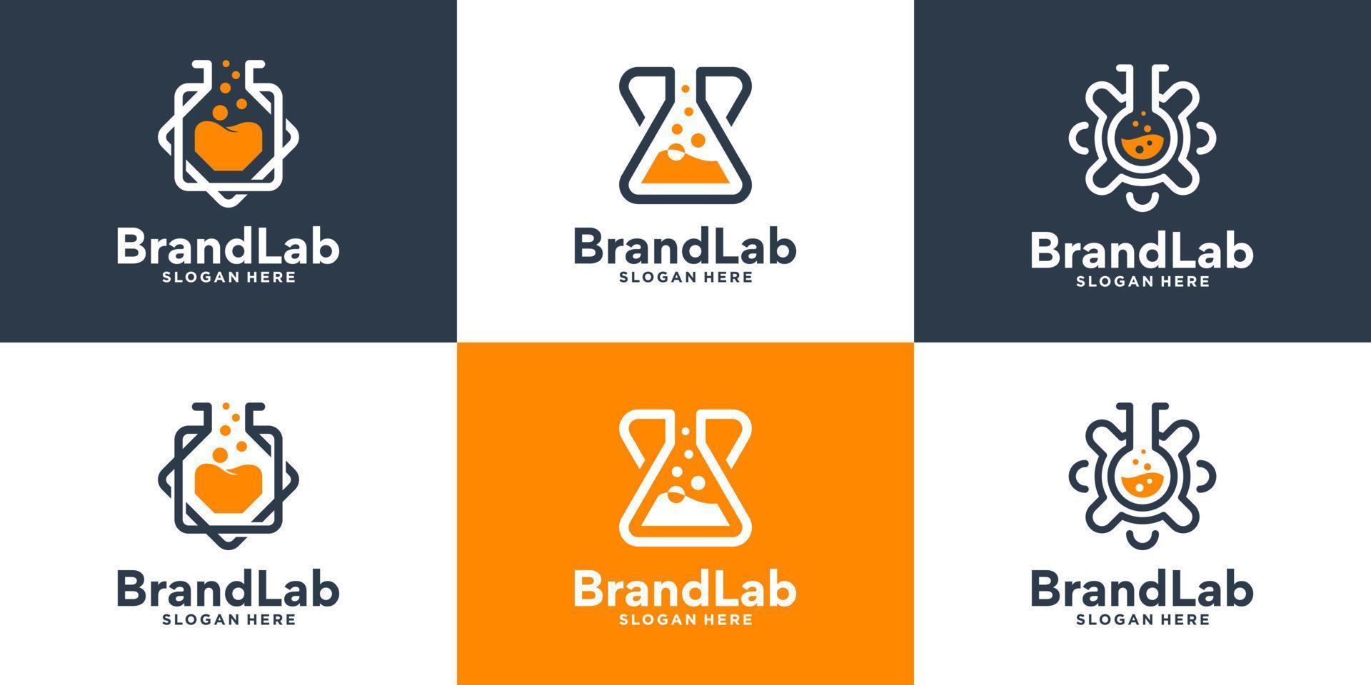 conjunto de colección de diseño de logotipo de laboratorio de vidrio creativo. símbolo de laboratorio simple listo para usar. vector