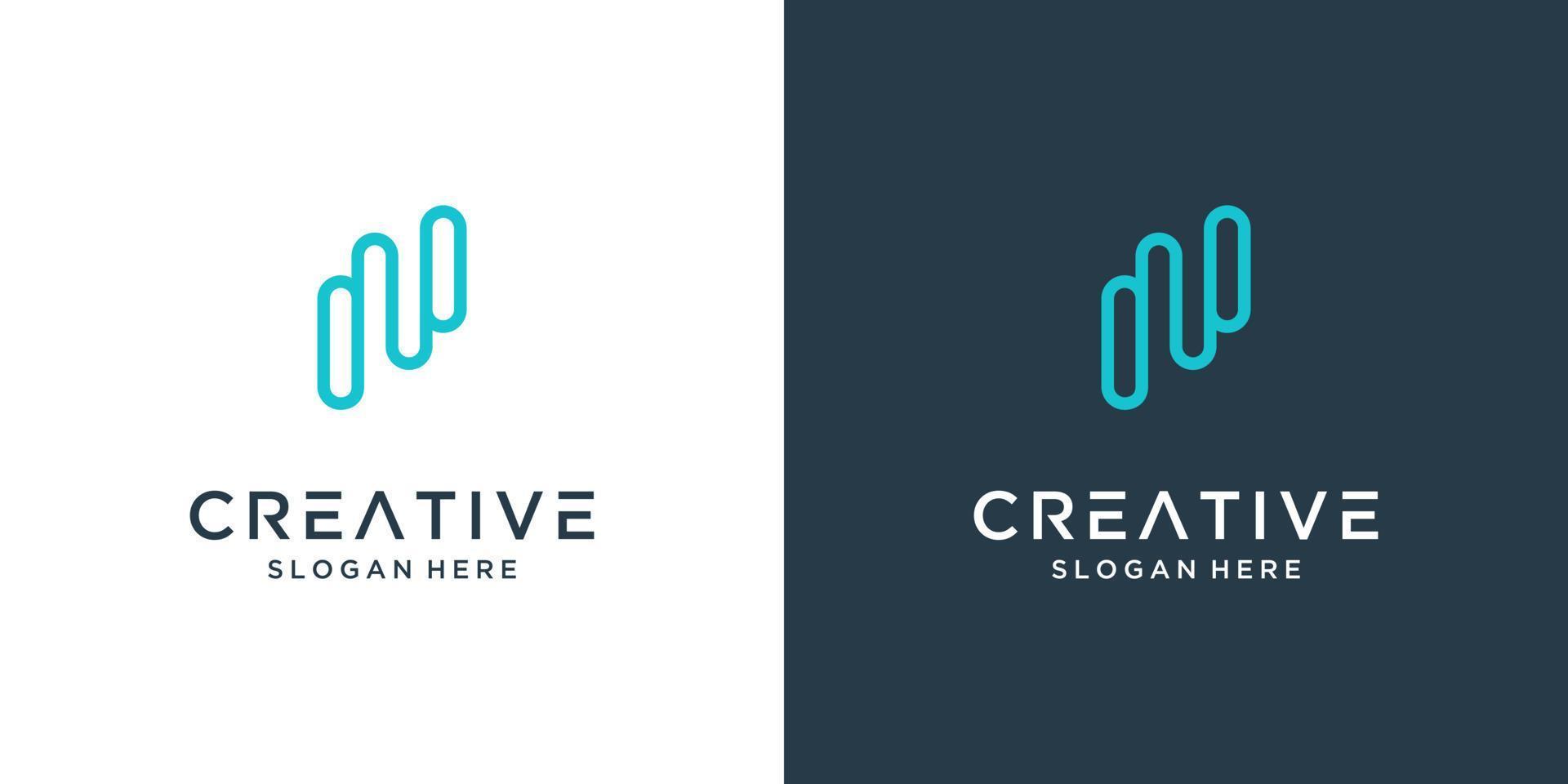 Letter N logo design with line art style vector