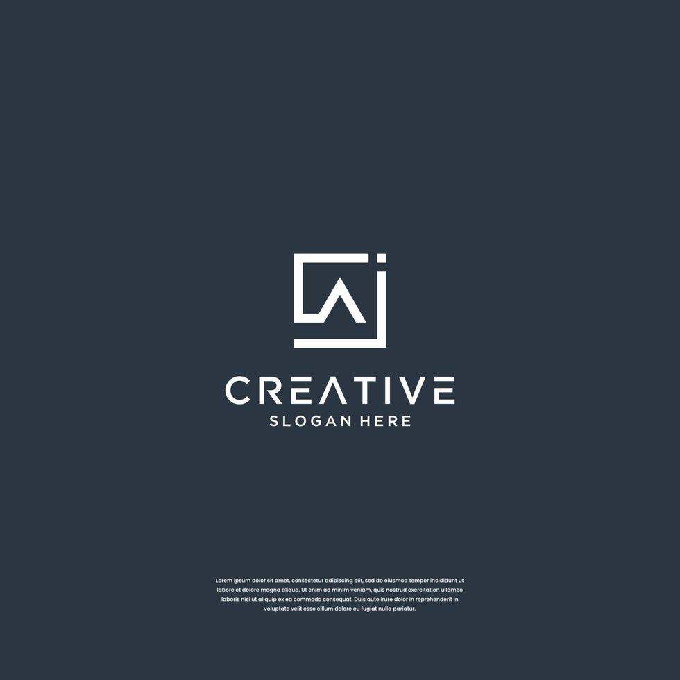 Abstract initials A with square logo design template vector