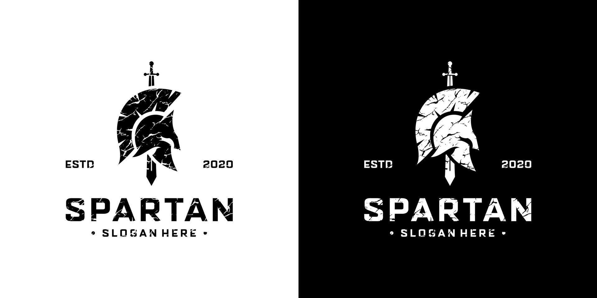 Retro vintage spartan warrior logo design template vector