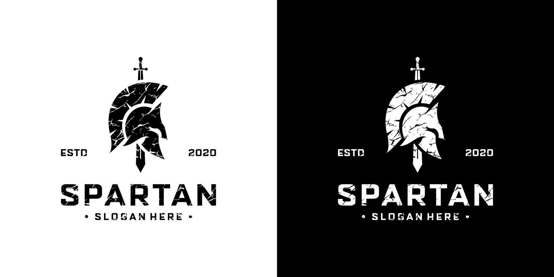 Retro vintage spartan warrior logo design template vector