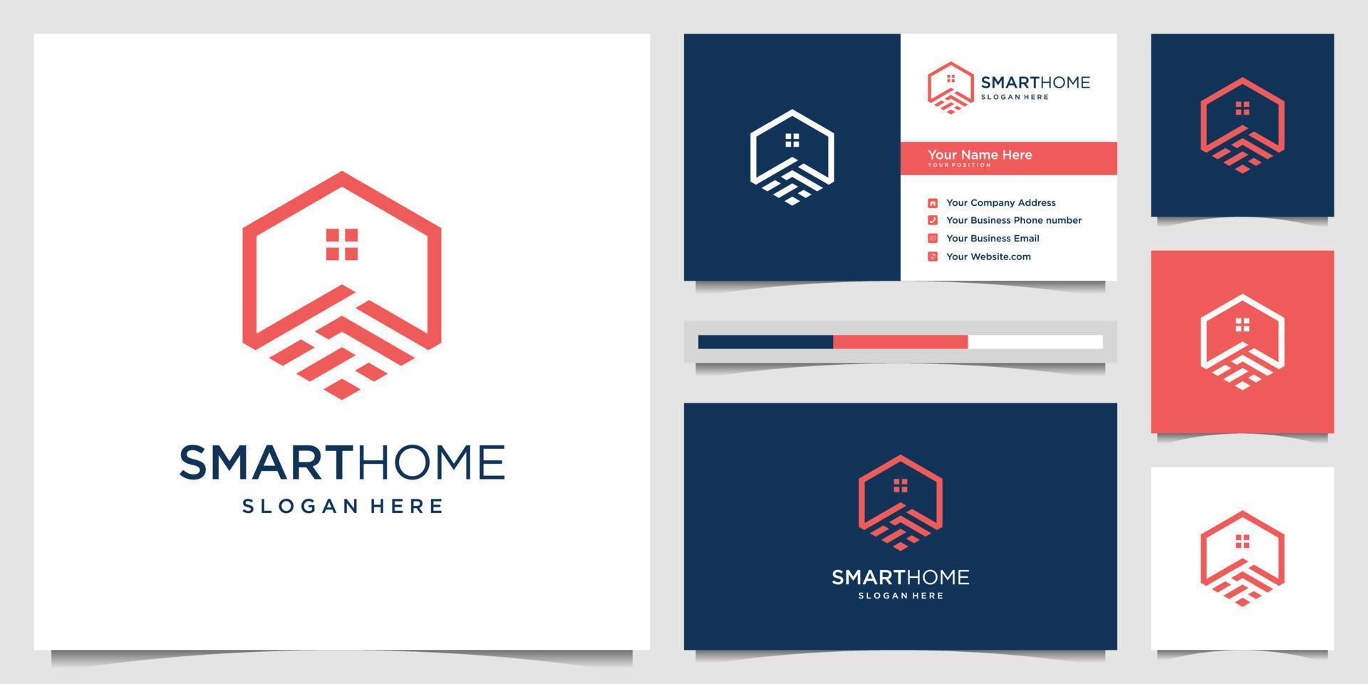 Smart home with polygon concept abstract puzzle. Creative logo design and business card. vector