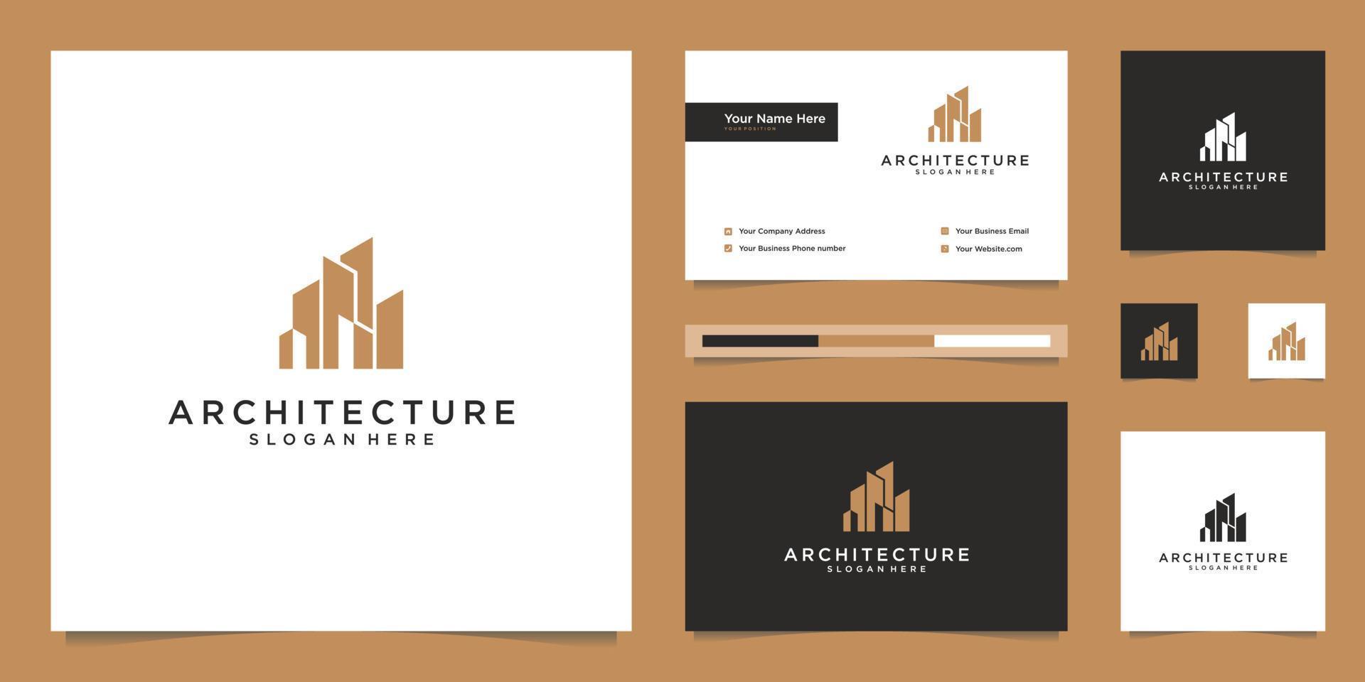 architectural logo design and business card templates. abstract structure of real estate, building, construction, apartment. vector