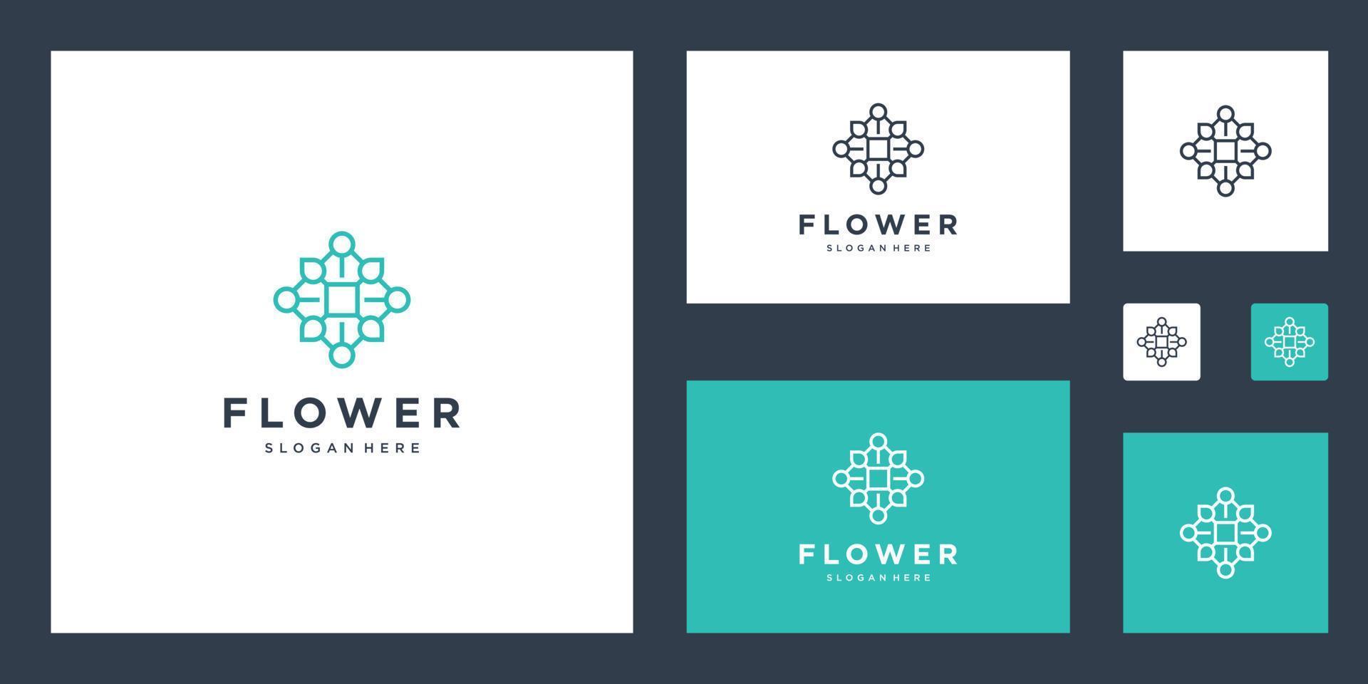 flor logo diseño inspiración líneas simples vector