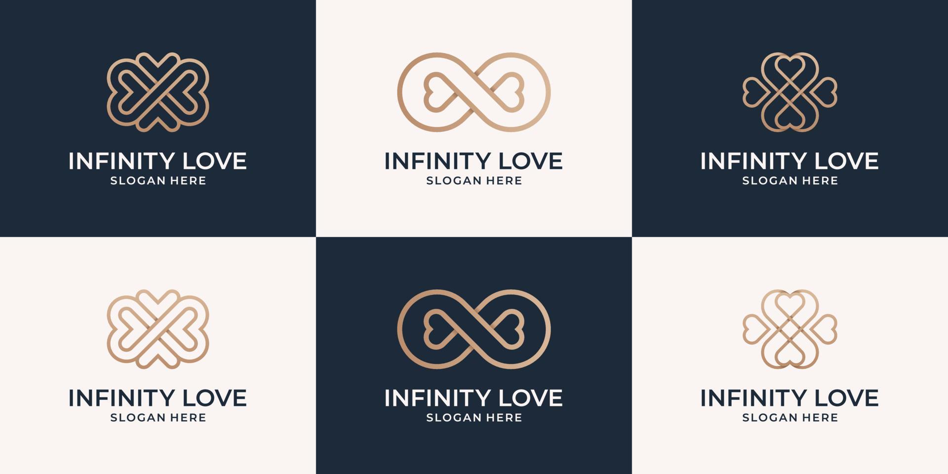 luxury line with infinity and heart logo collection. Elegant symbol for beauty spa, salon and meditation. vector