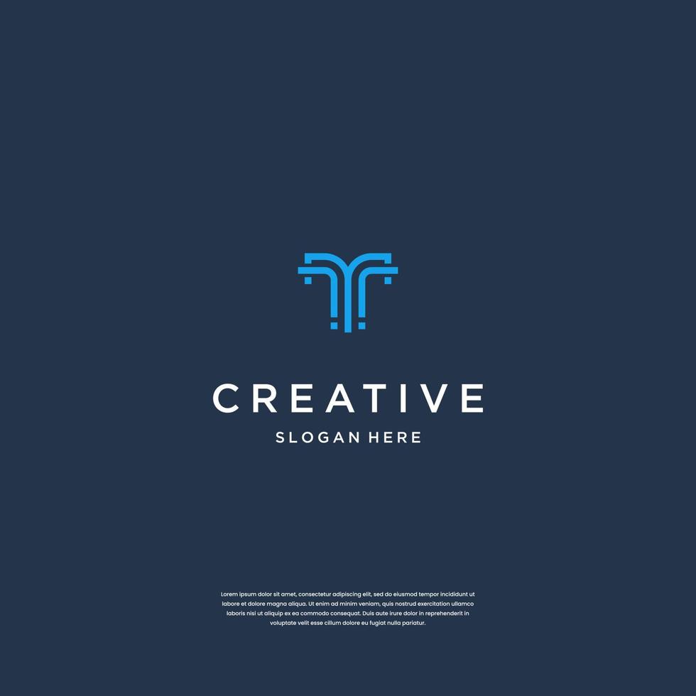 inspiración de diseño de logotipo minimalista elegante inicial letra t vector