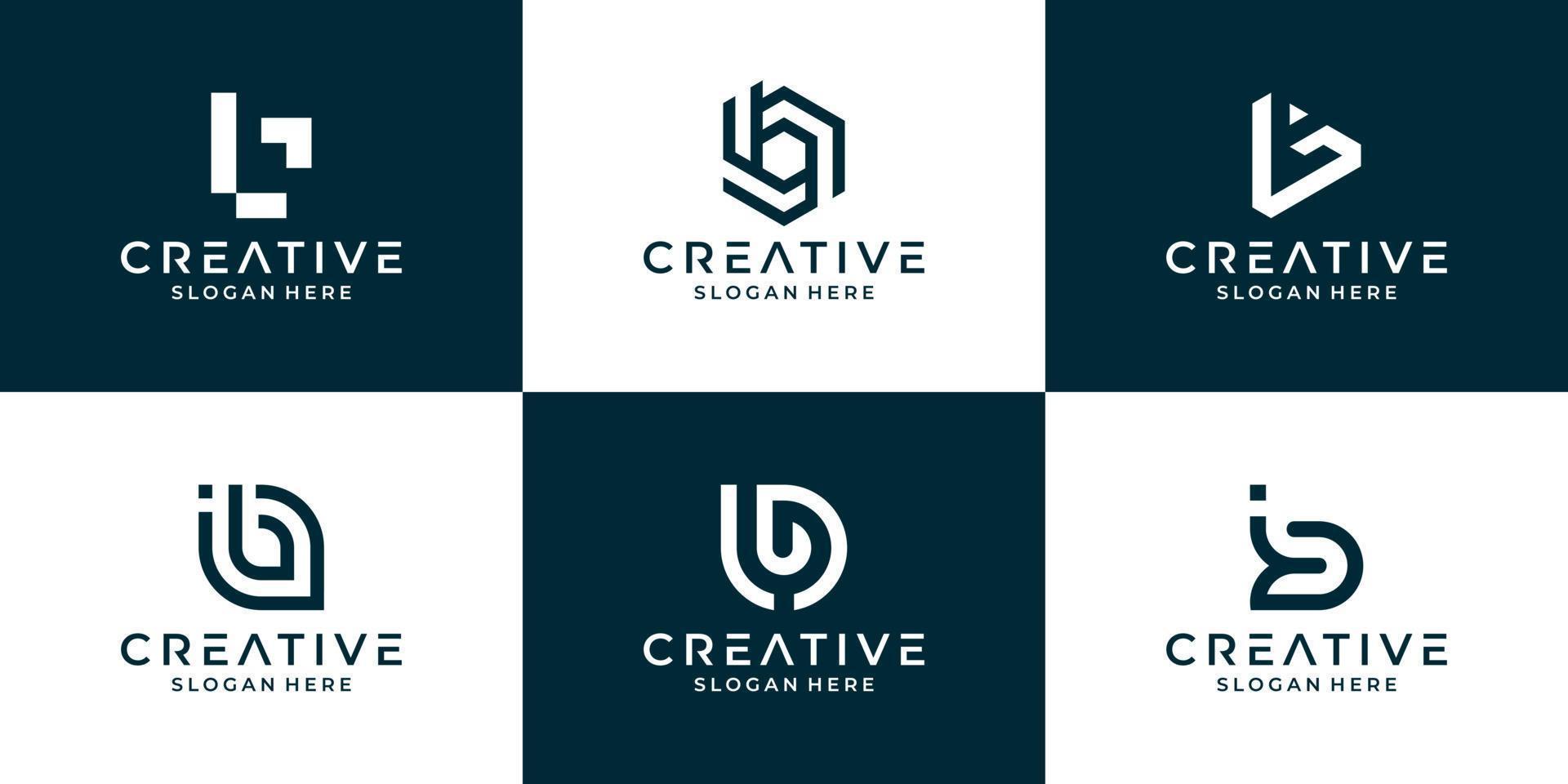Collection of letter b with abstract design for business vector