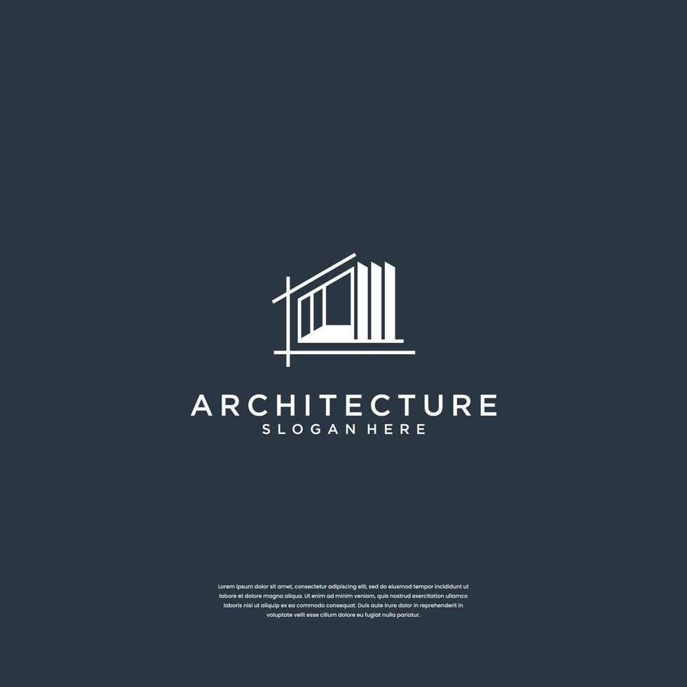 logotipo de construcción con plantilla de diseño de logotipo de bienes raíces de arquitectura de concepto de revestimiento vector