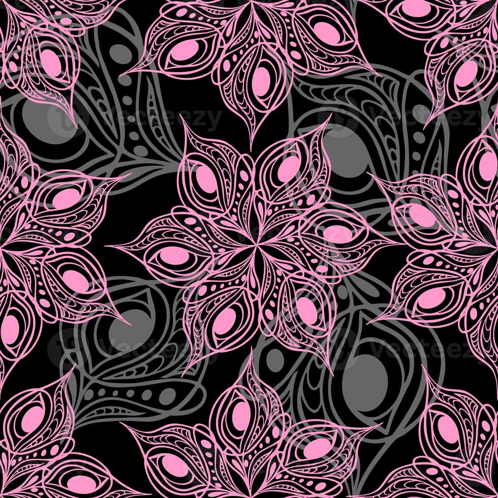seamless pattern of abstract pink gray graphic elements on a black background, texture, design photo