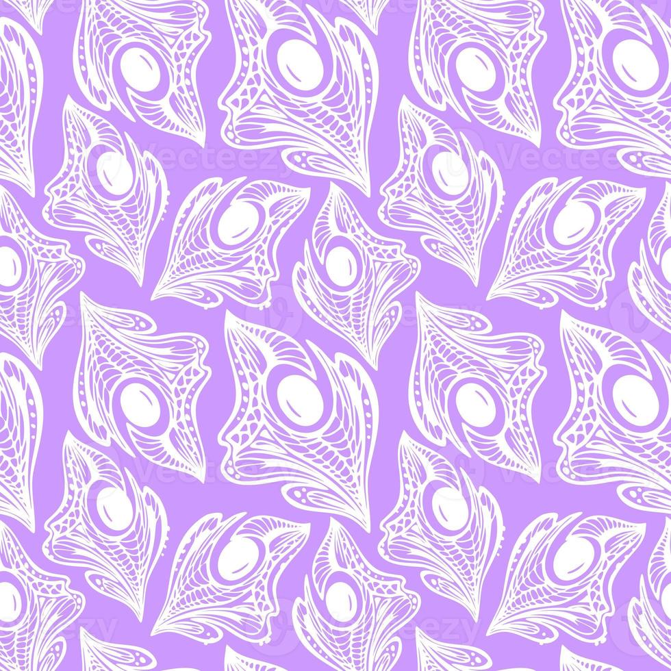seamless pattern of white abstract decorative elements on a purple background, texture, design photo