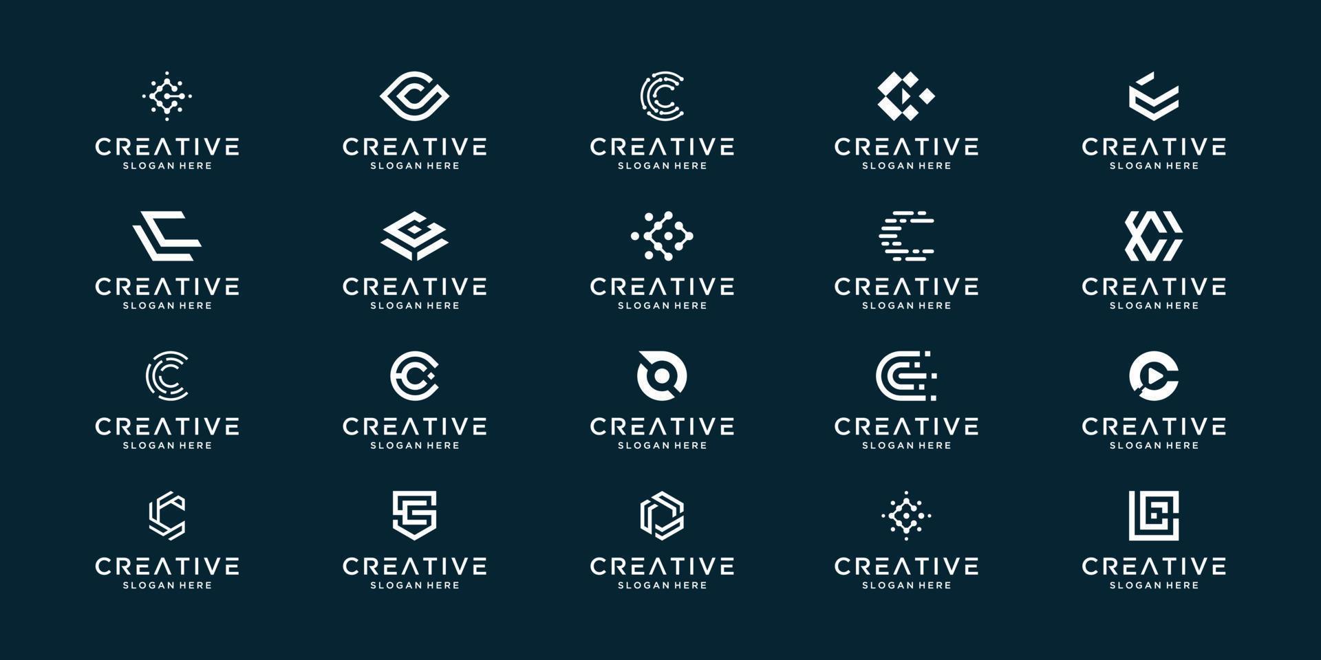Set of creative monogram initial letter C. modern minimal logo design template. vector