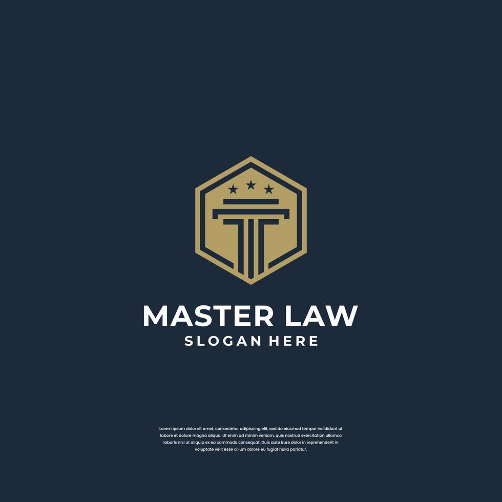 pilar de diseño del logotipo de la ley de justicia con símbolo de escudo vector