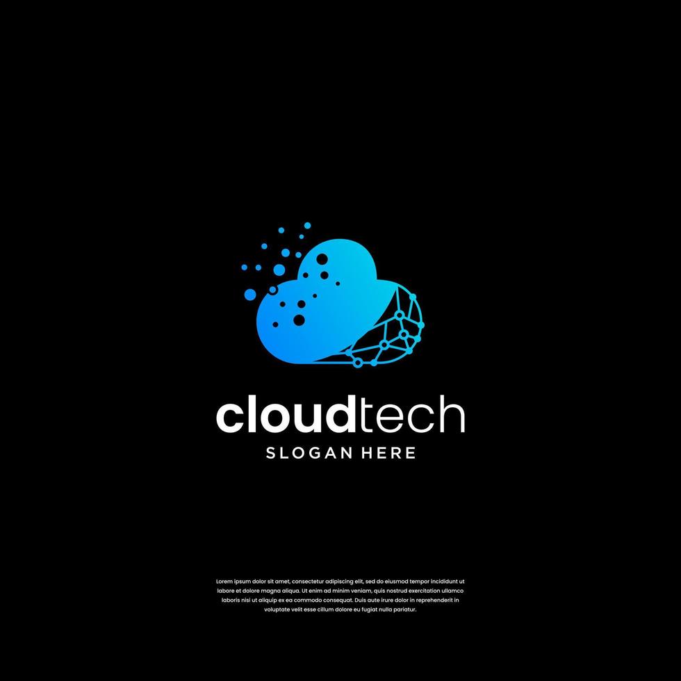 cloud tech logo design inspiration vector