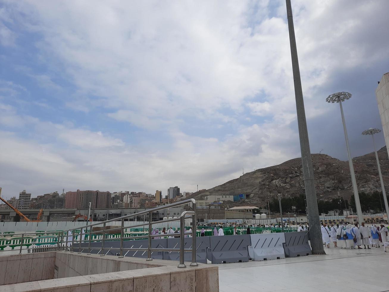 Mecca, Saudi Arabia, Jan 2023 - A beautiful view of the outer courtyard of Masjid al-Haram in cloudy weather. photo