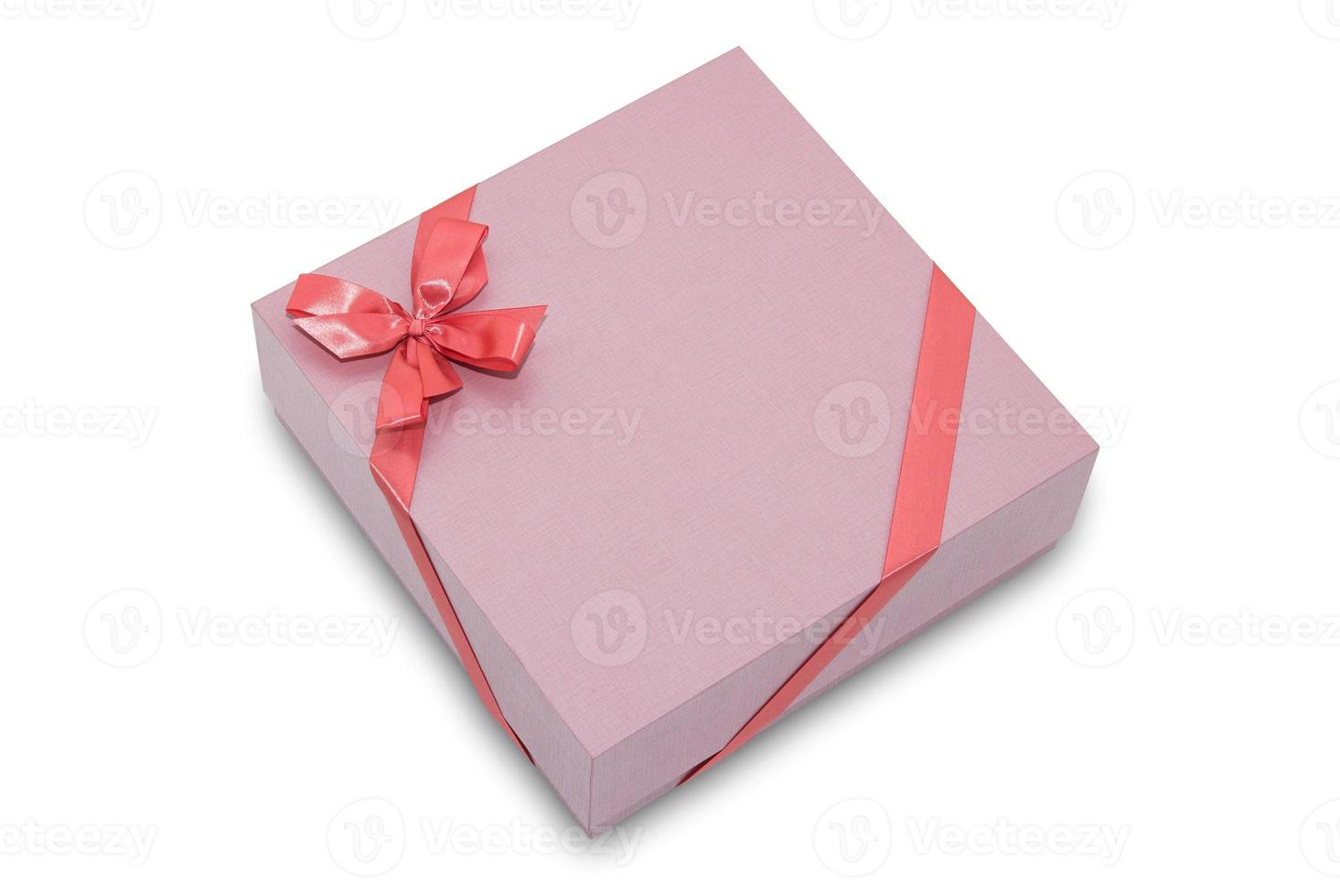 gift box with ribbon bow isolated on white photo