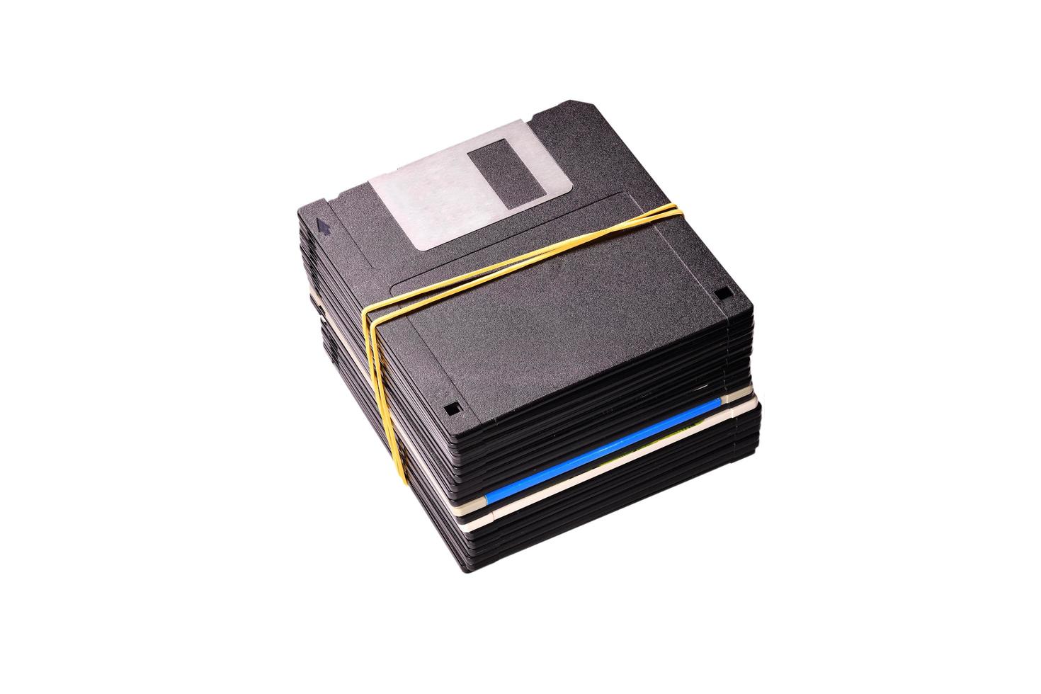 Floppy disks on white background photo