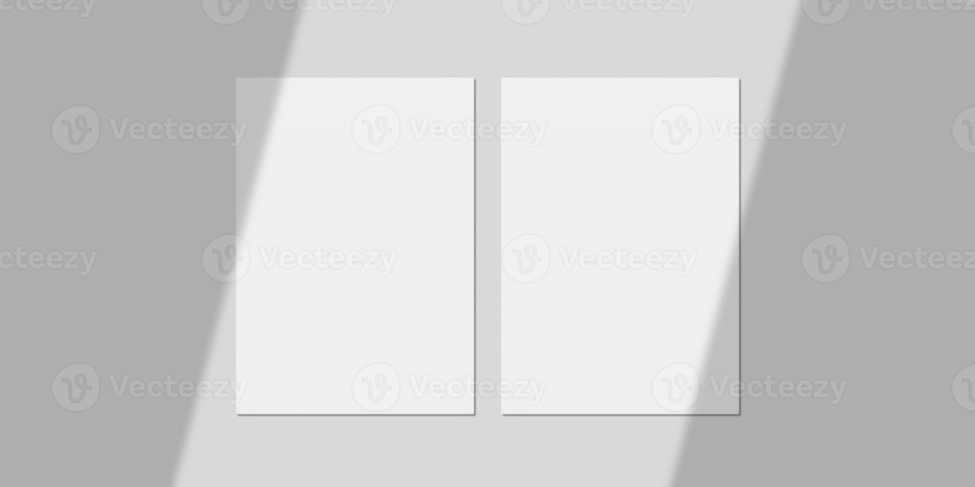 Realistic Blank Paper with Shadow Overlay for Mockup. 3D Render. photo
