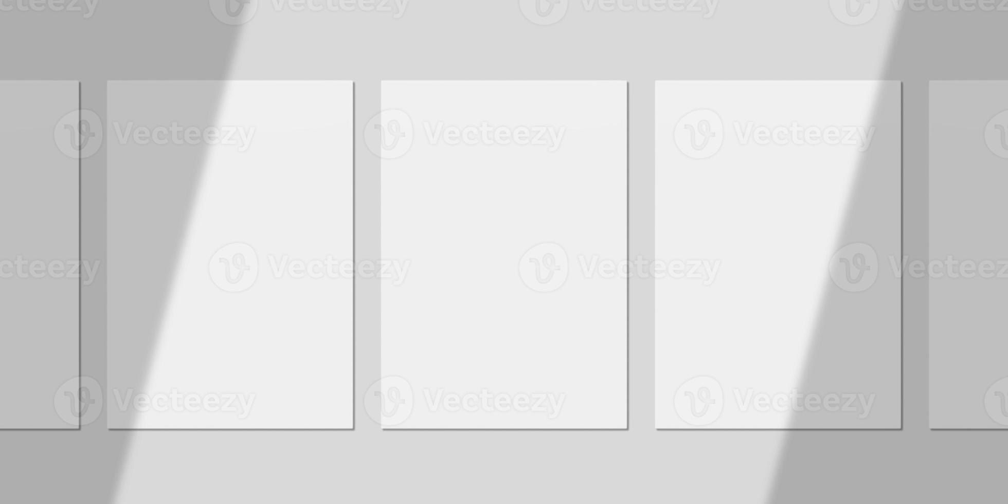Realistic Blank Paper with Shadow Overlay for Mockup. 3D Render. photo