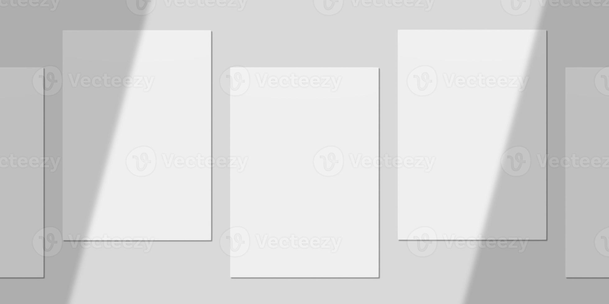 Realistic Blank Paper with Shadow Overlay for Mockup. 3D Render. photo