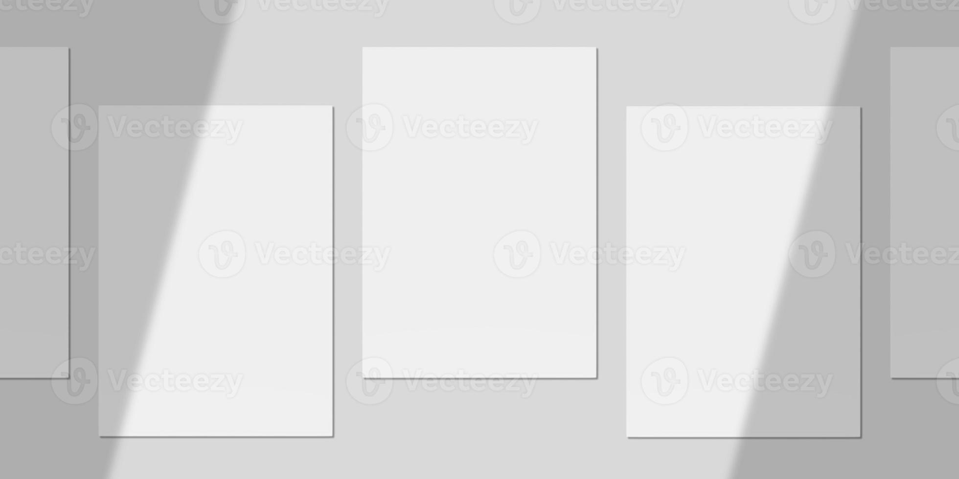 Realistic Blank Paper with Shadow Overlay for Mockup. 3D Render. photo