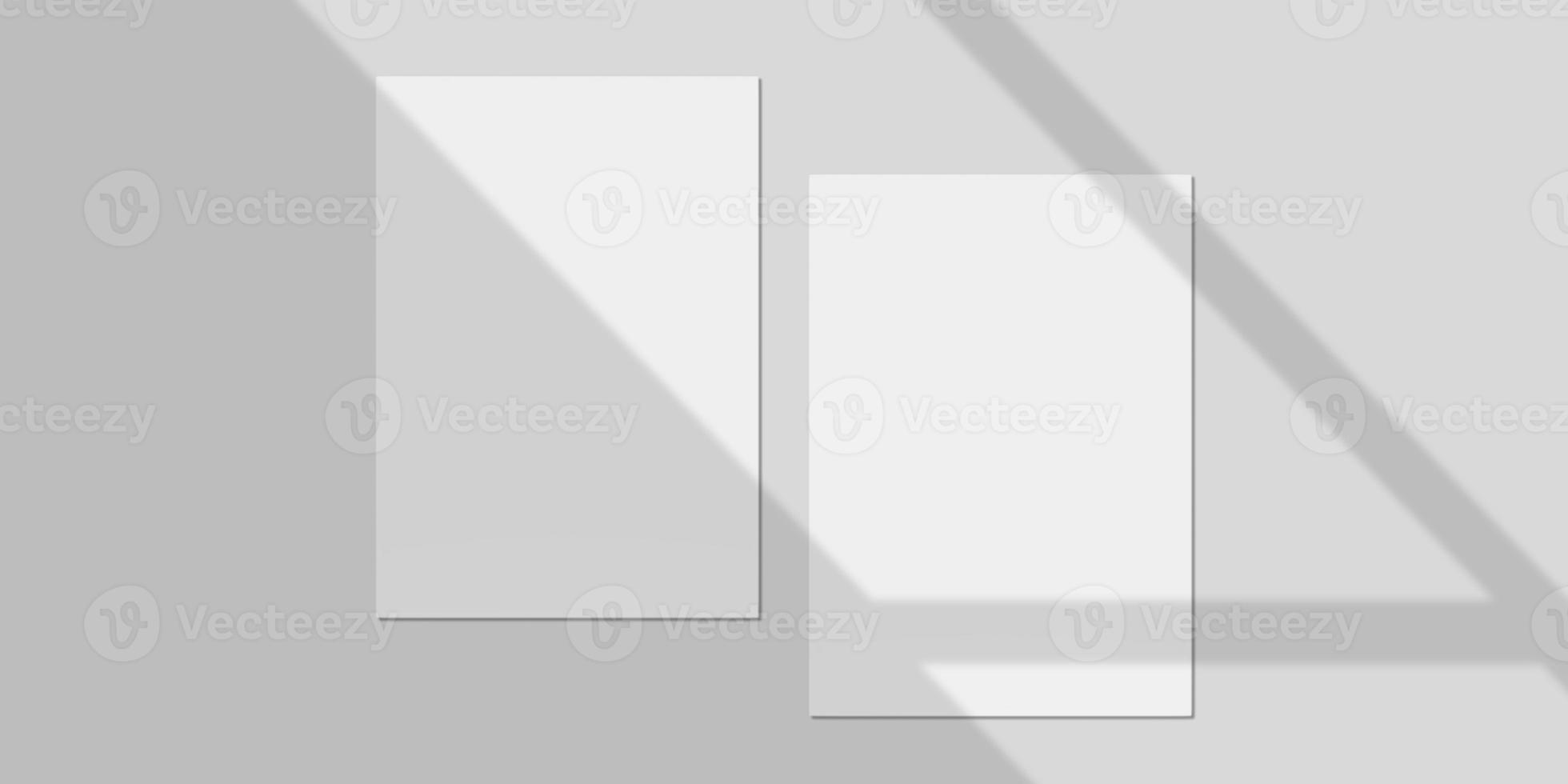 Realistic Blank Paper with Shadow Overlay for Mockup. 3D Render. photo