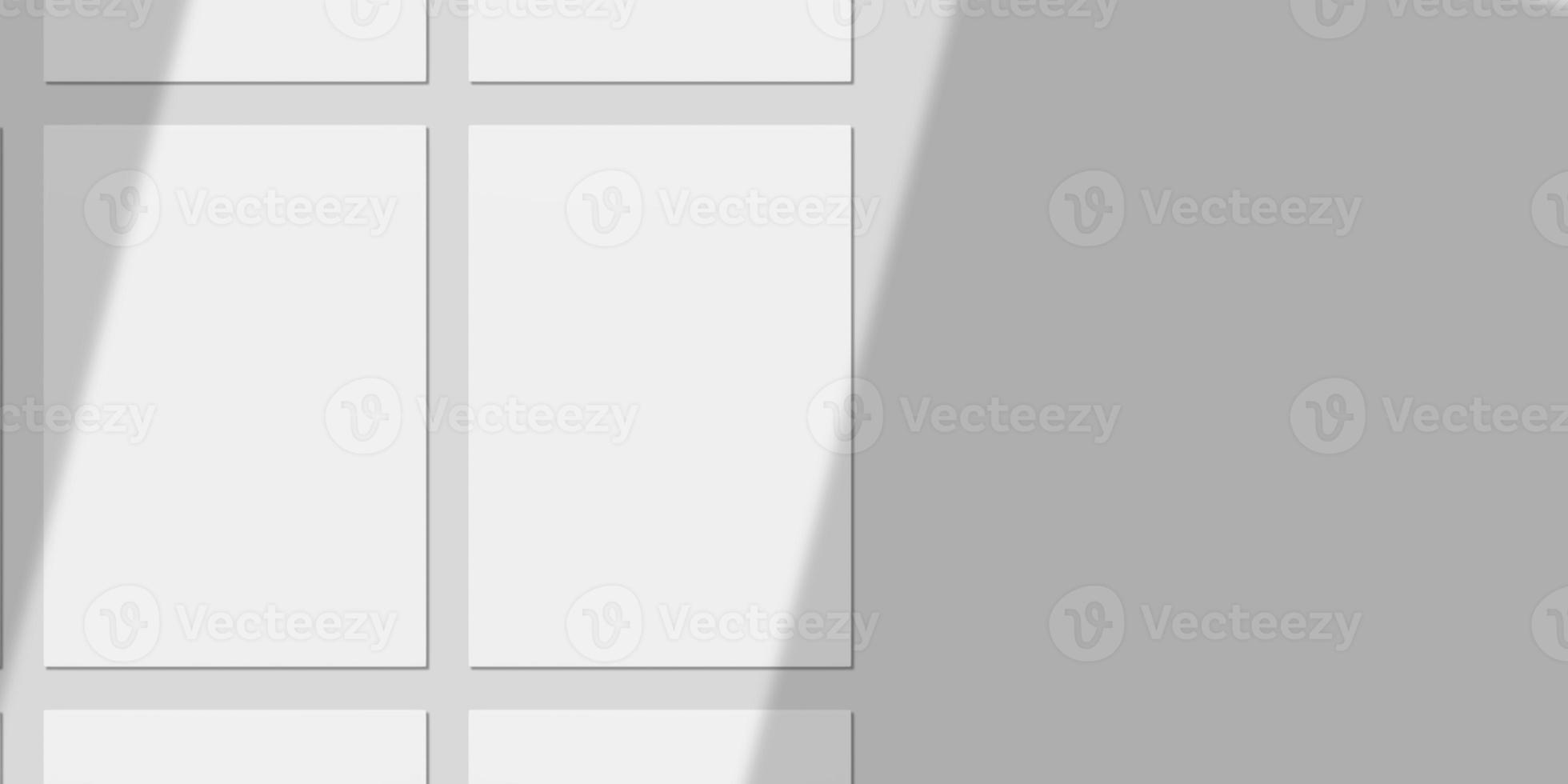 Realistic Blank Paper with Shadow Overlay for Mockup. 3D Render. photo