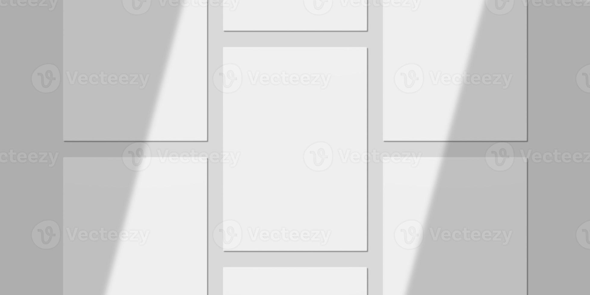 Realistic Blank Paper with Shadow Overlay for Mockup. 3D Render. photo