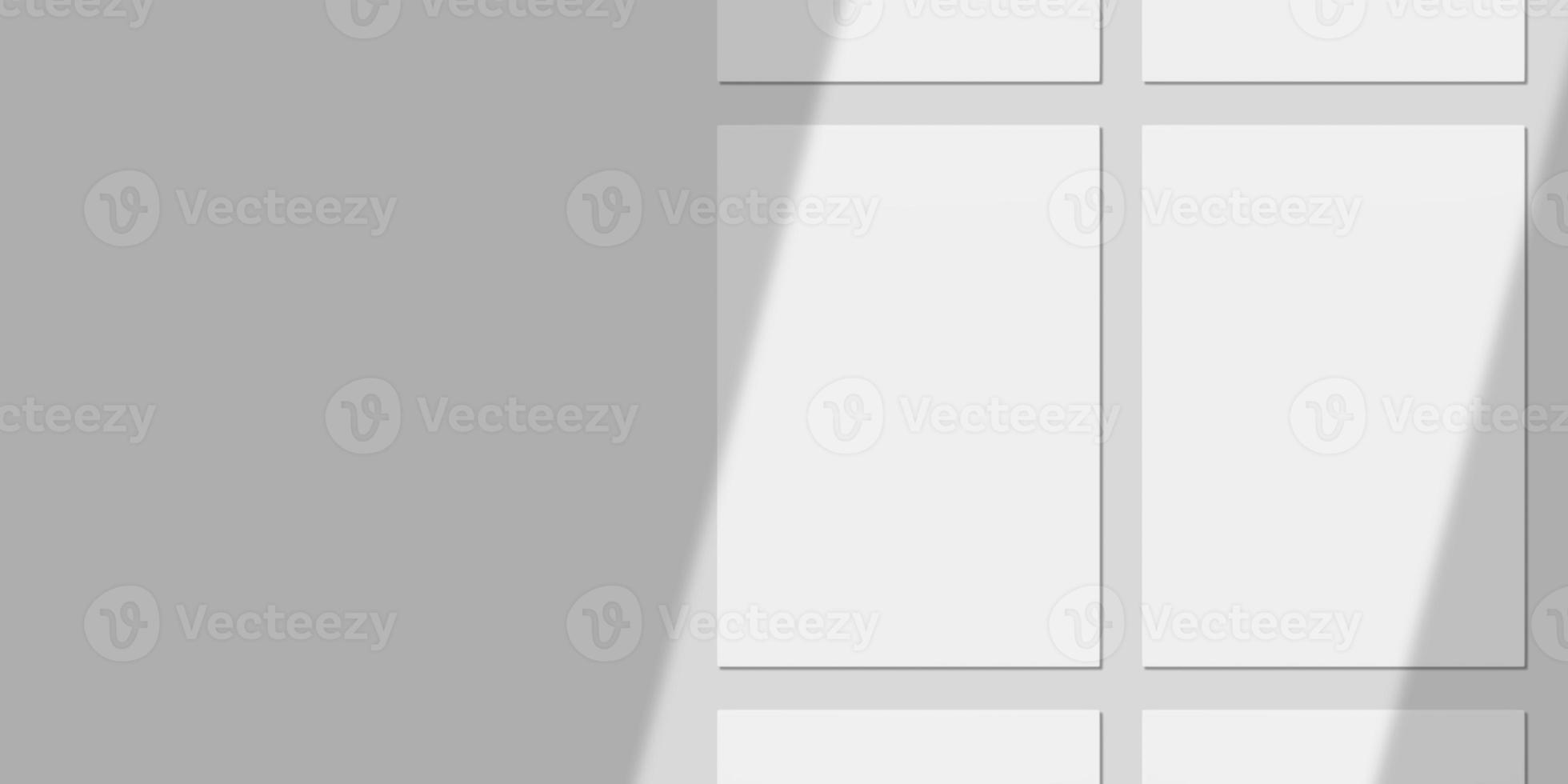 Realistic Blank Paper with Shadow Overlay for Mockup. 3D Render. photo