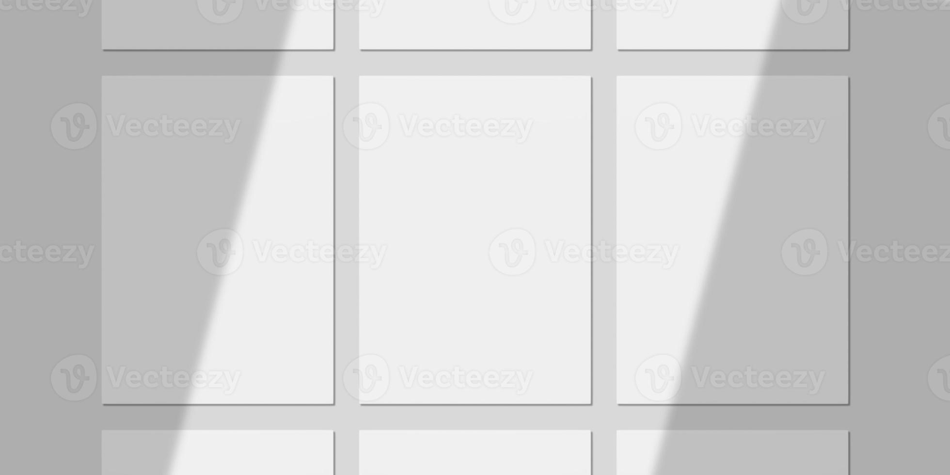 Realistic Blank Paper with Shadow Overlay for Mockup. 3D Render. photo