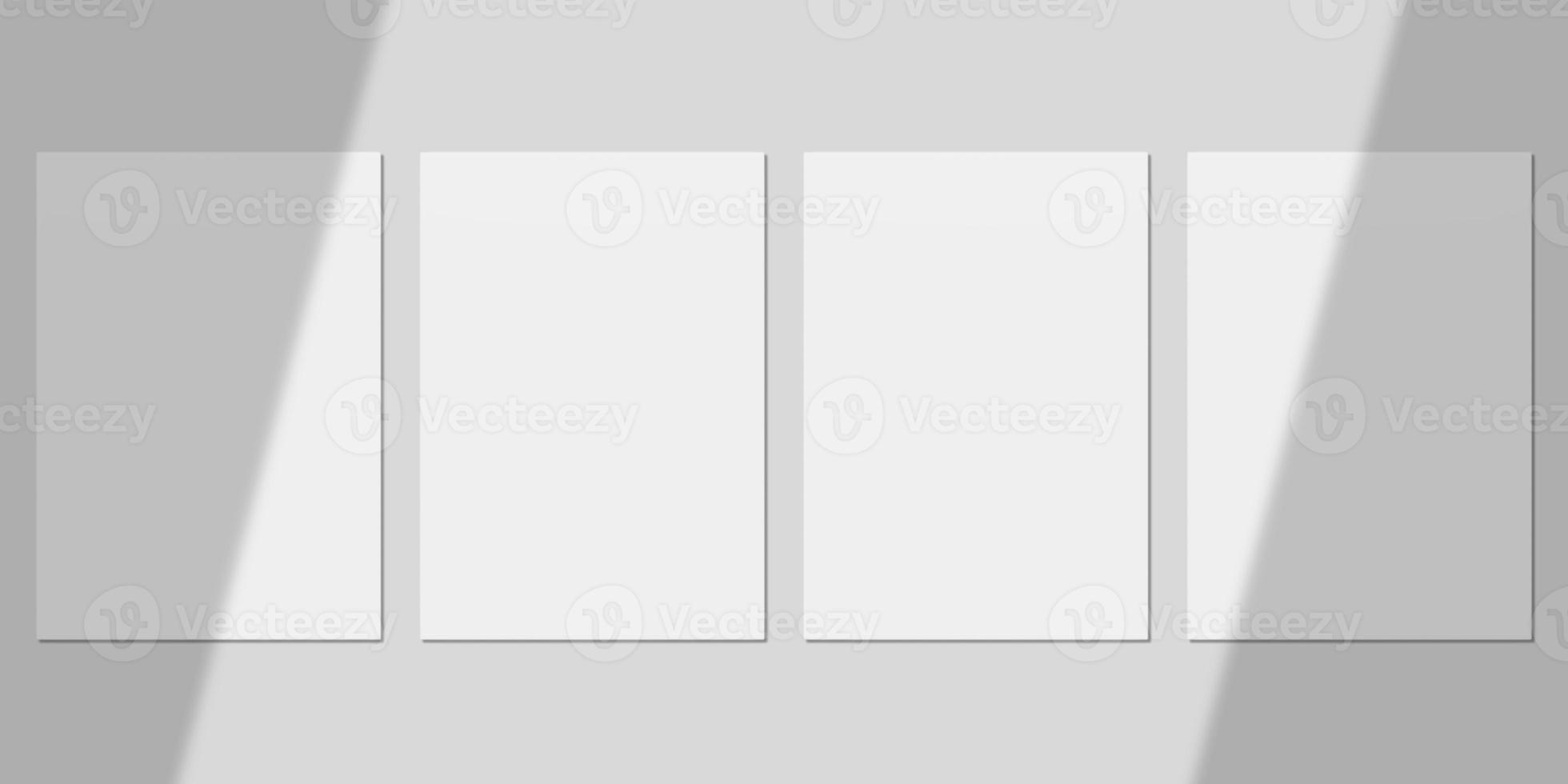 Realistic Blank Paper with Shadow Overlay for Mockup. 3D Render. photo