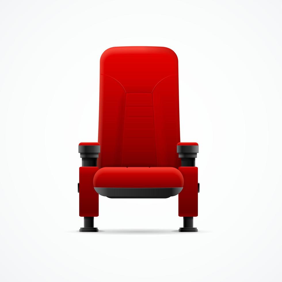 silla de cine roja 3d detallada y realista. vector