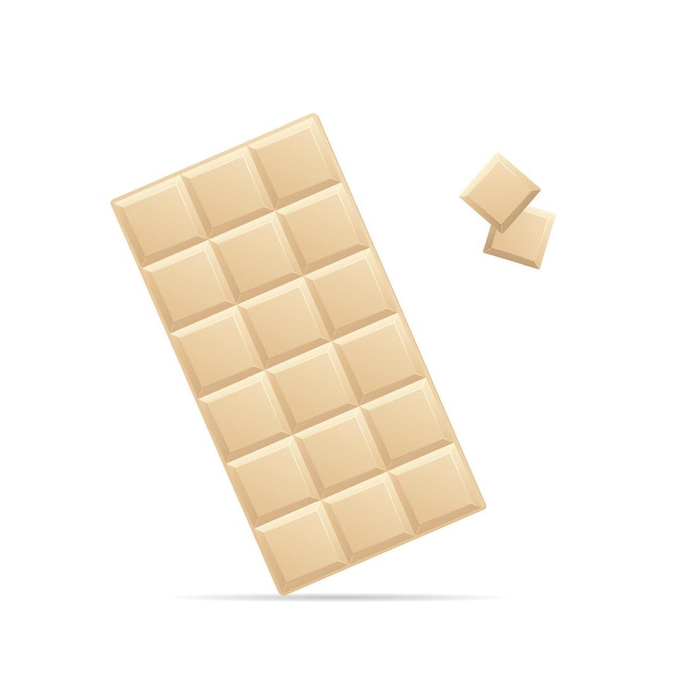 Realistic Detailed 3d White Chocolate and Pieces. Vector